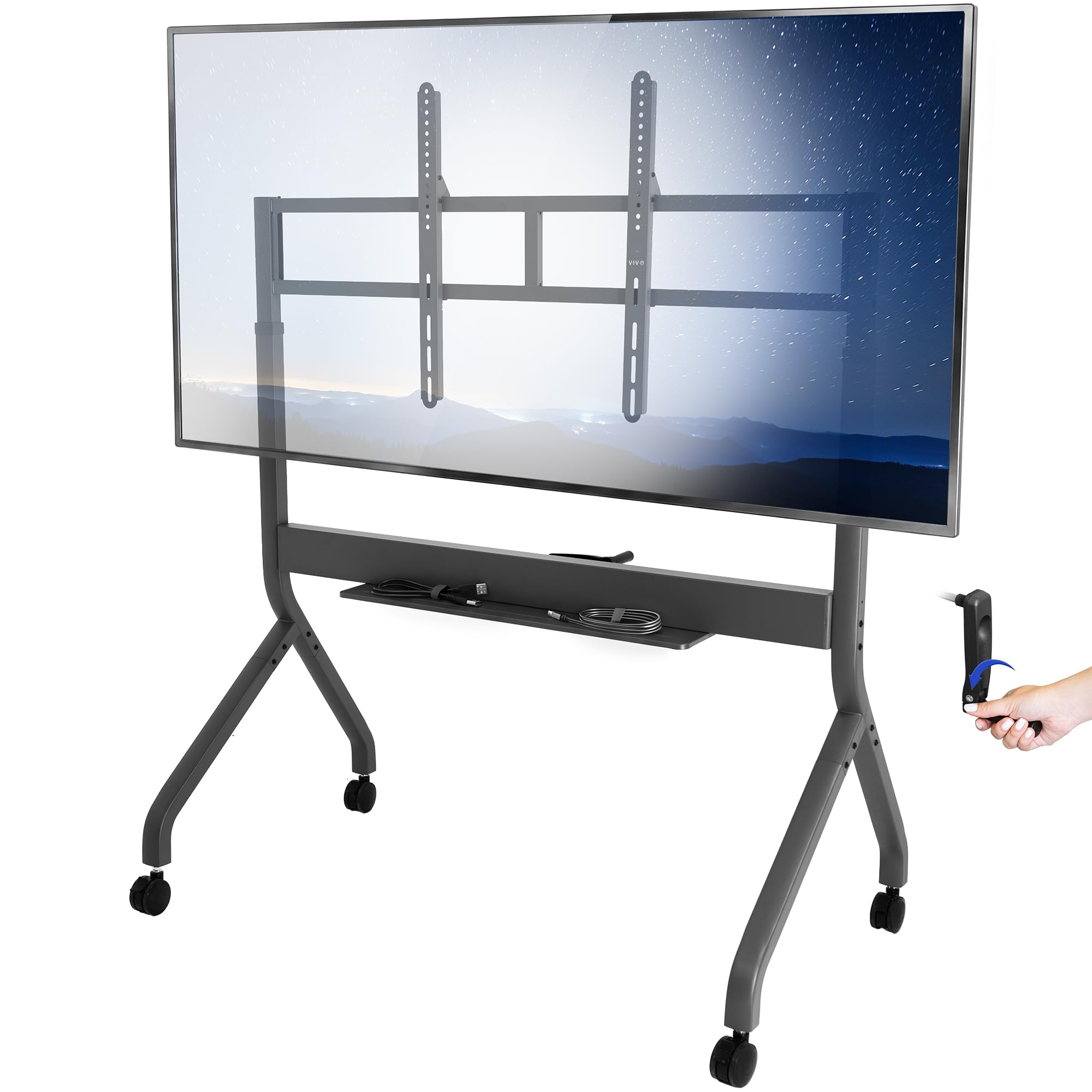 Slim Manual Height Adjustable TV Cart - 60” to 110” Screens