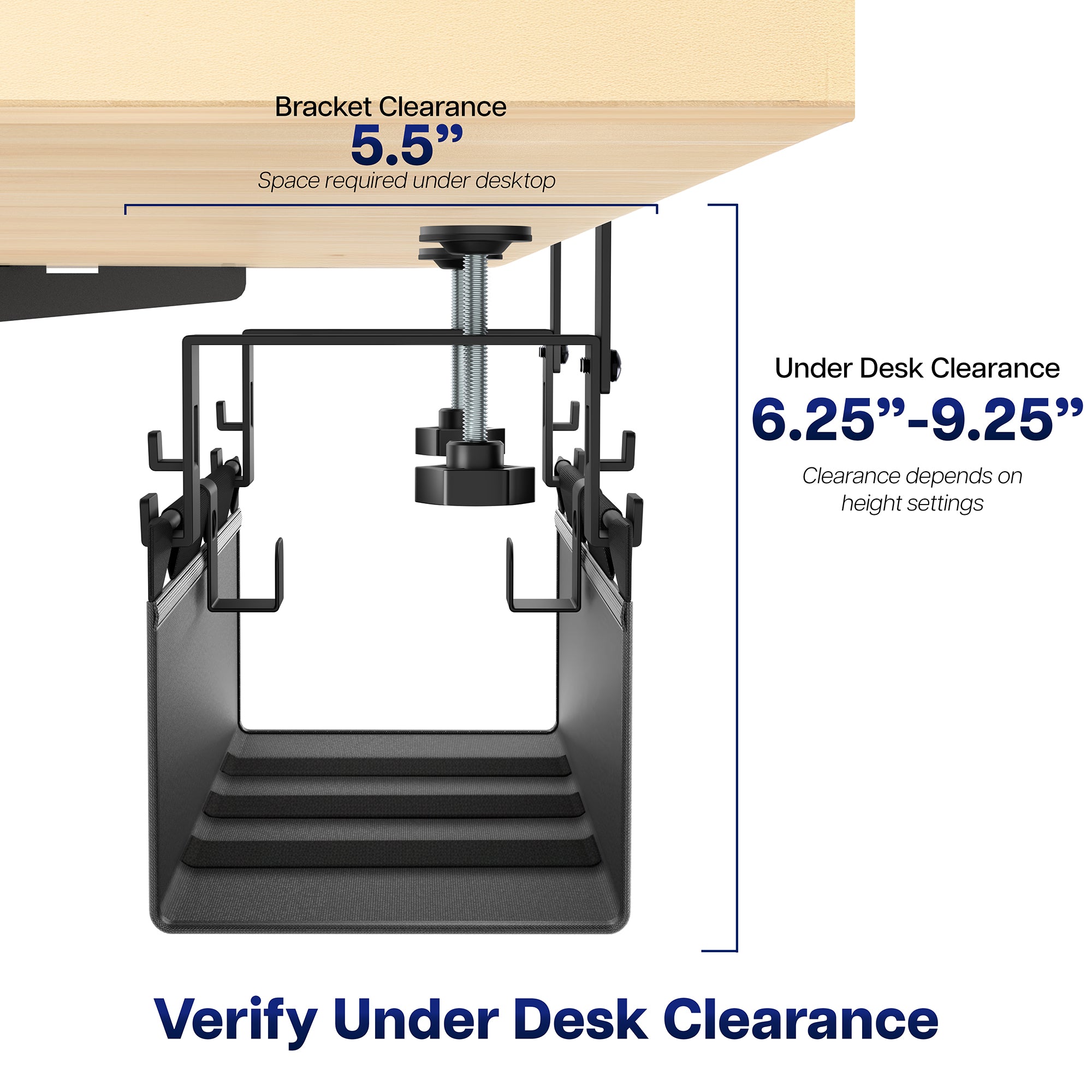 Measurements of clamp-on cable management tray