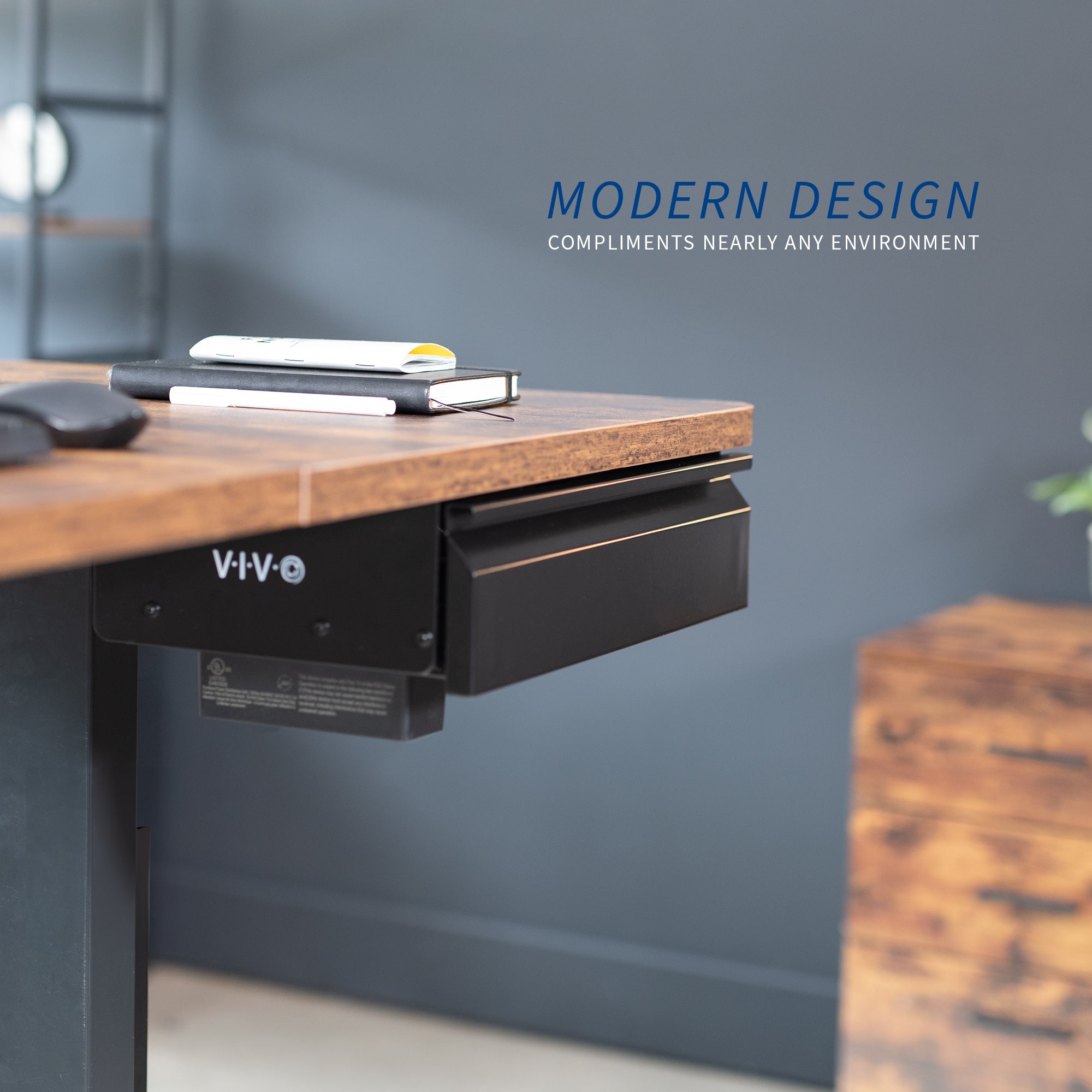 Durable versatile pullout under desk organizer drawer for extra storage with built-in power strip.