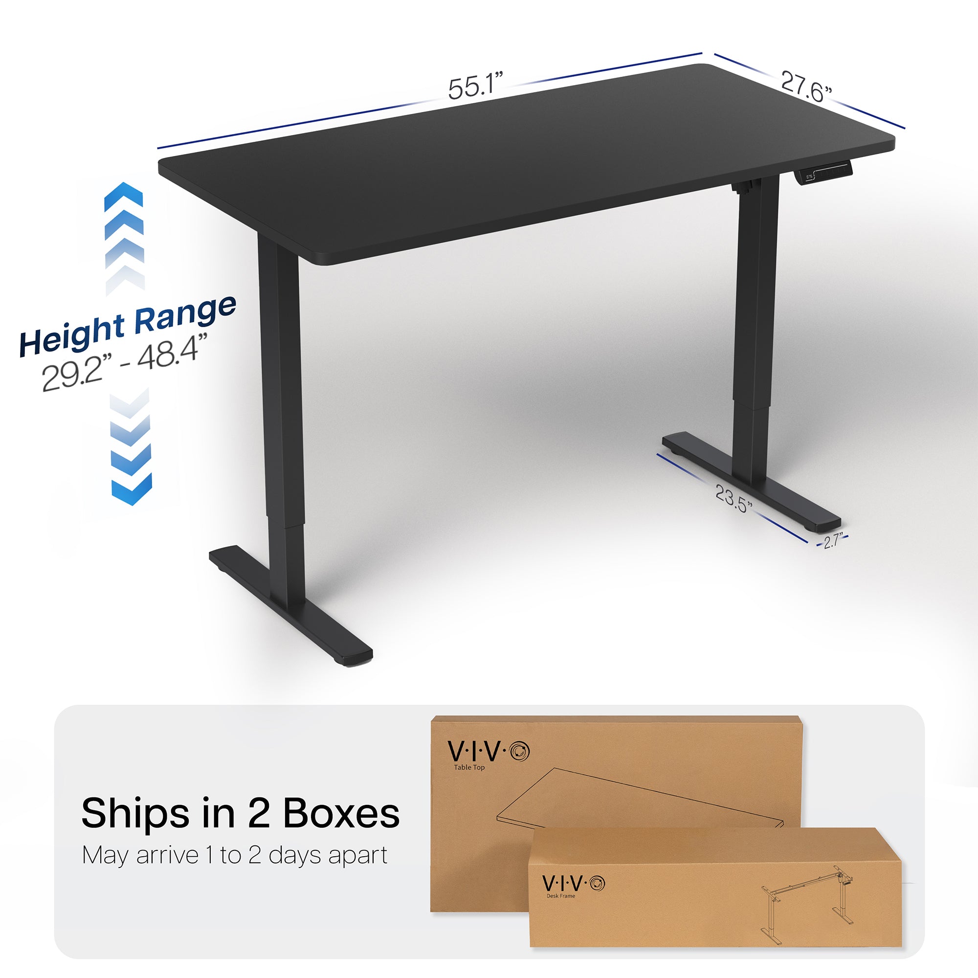 Sturdy ergonomic sit or stand active desk workstation with adjustable height using smart control panel.