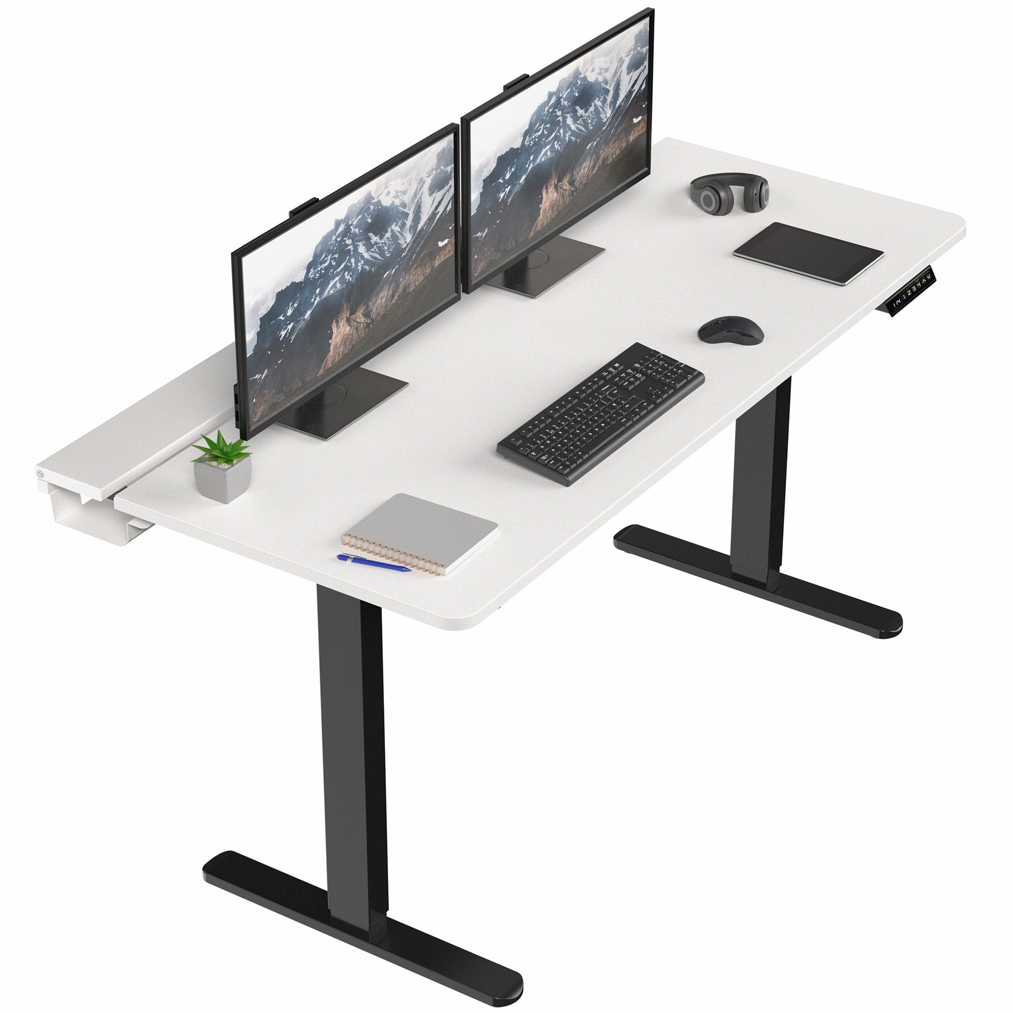Height Adjustable Desk with Built-In Concealed Cable Trays, Complete Active Standing Workstation