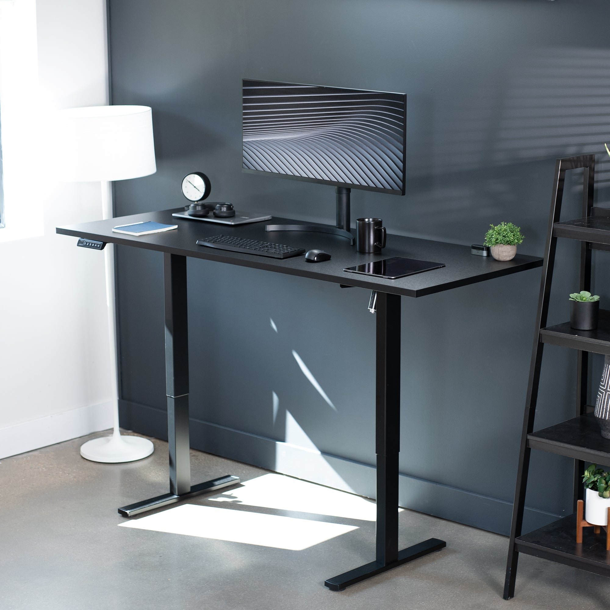 Black 71" x 30" Electric Desk with Square Corner Top