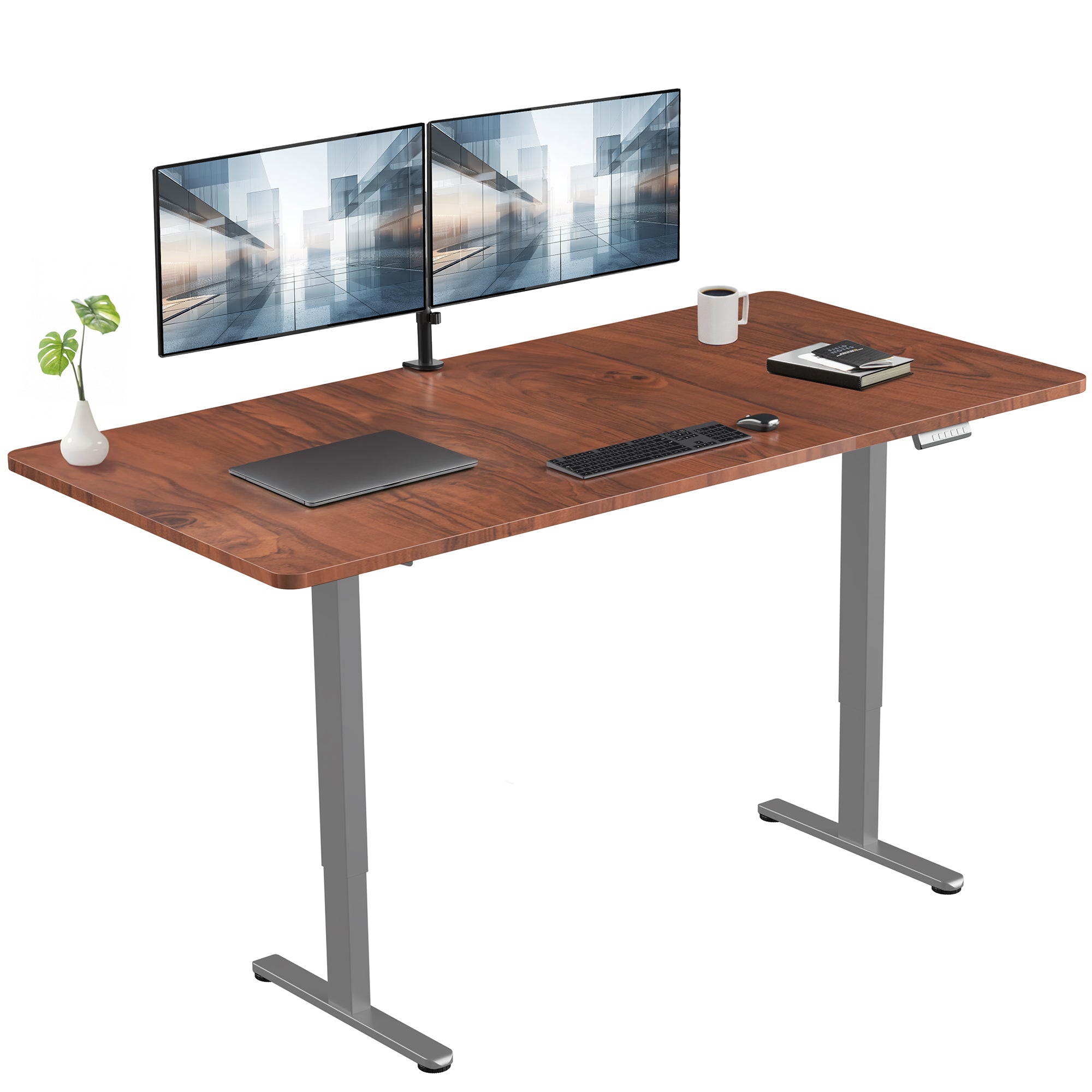 71 x 36 inch dual motor electric desk featuring smart controller height adjustment with memory settings