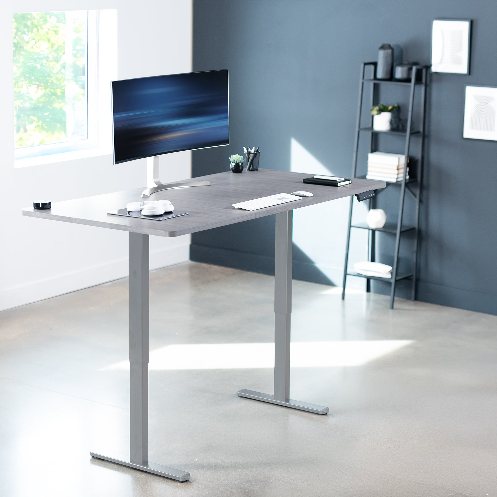 71 x 36 inch dual motor electric desk featuring smart controller height adjustment with memory settings