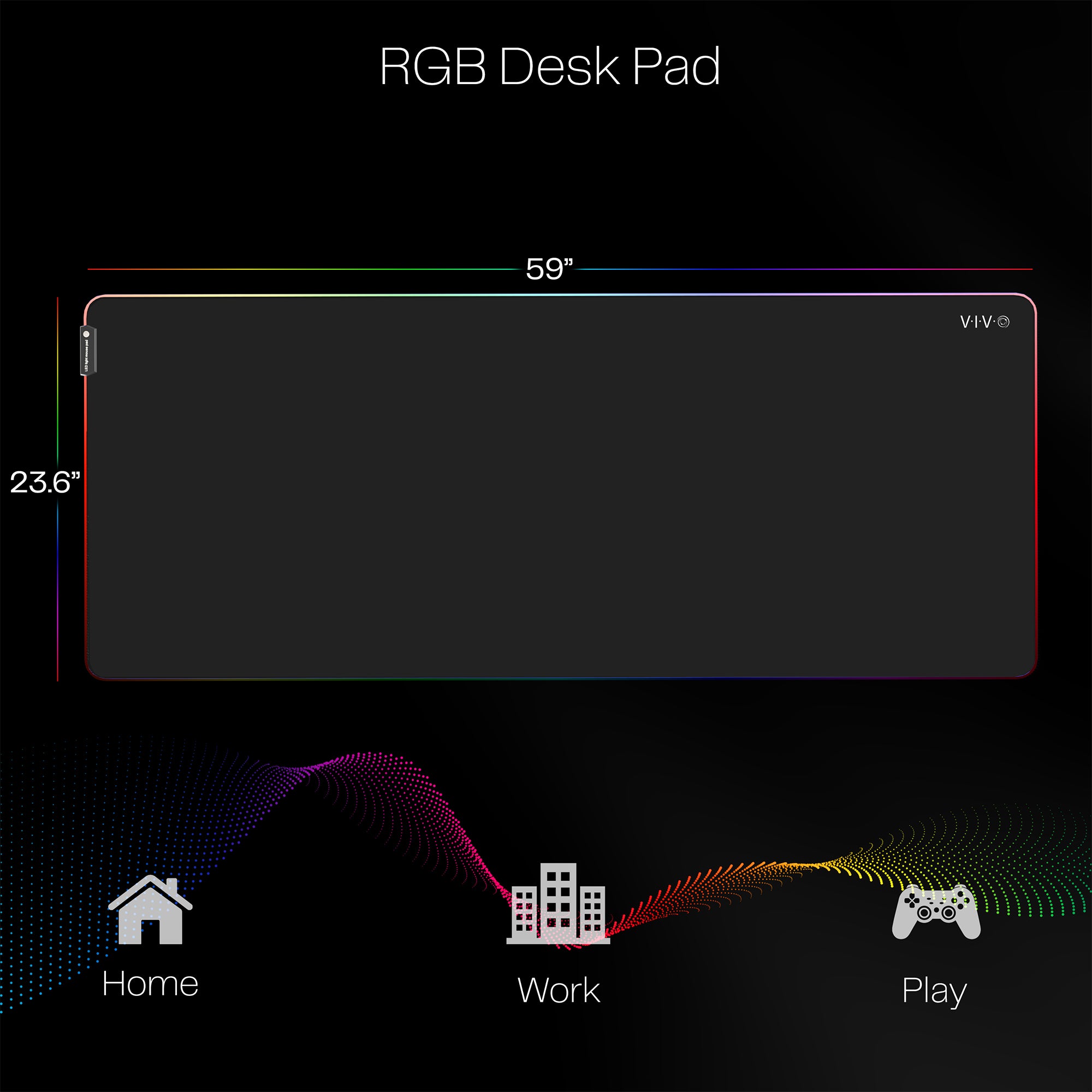 Large 60 x 24 inch Full Size Desk Pad with RGB Lighting for Office Ambience and Immersive Gaming, Oversized Mouse Pad Table Top Cover, 12 Color Modes, Non-slip Base