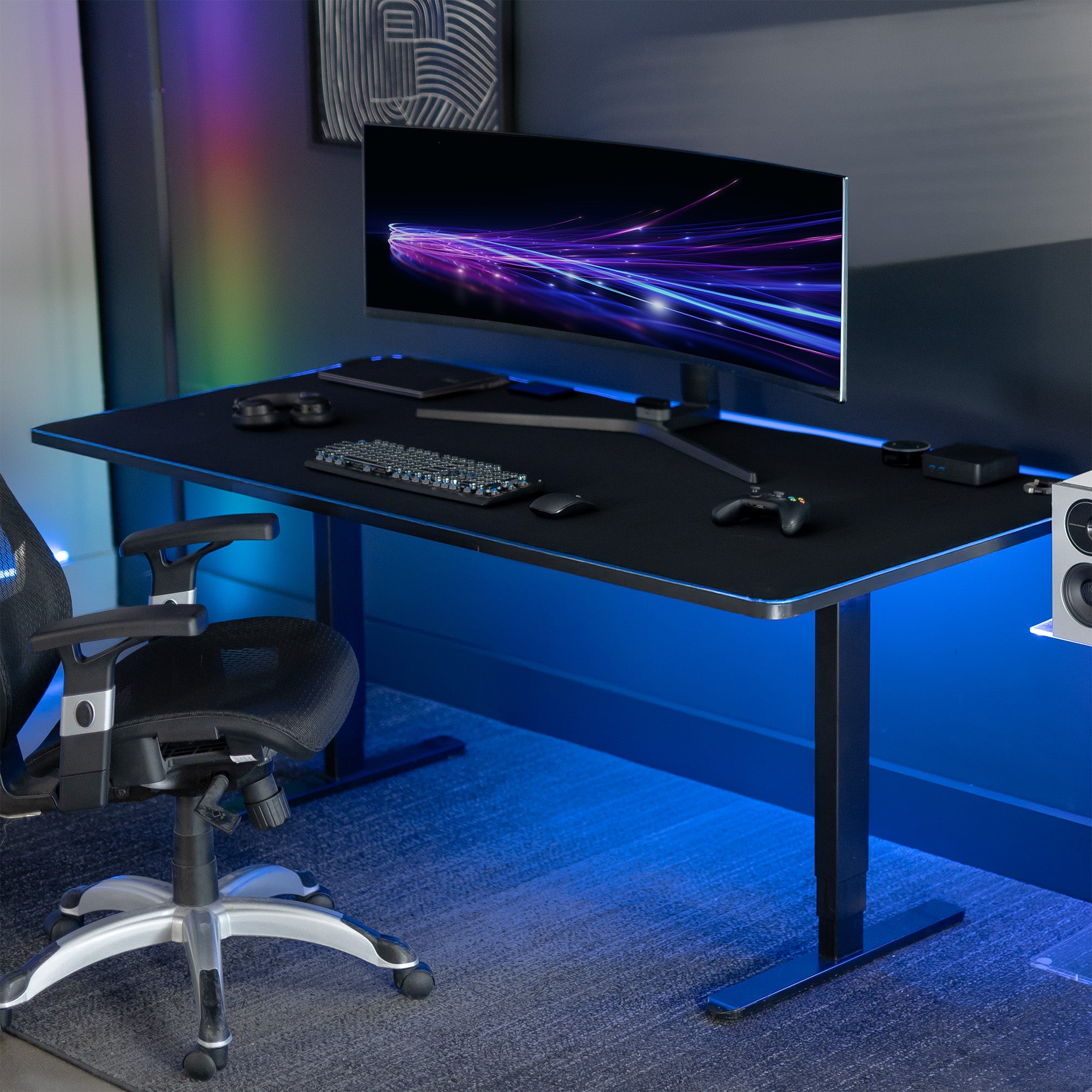 Extra Large 71 x 36 inch Full Size Desk Pad with RGB Lighting for Office Ambience and Immersive Gaming, Oversized Mouse Pad Table Top Cover, 12 Color Modes, Non-slip Base