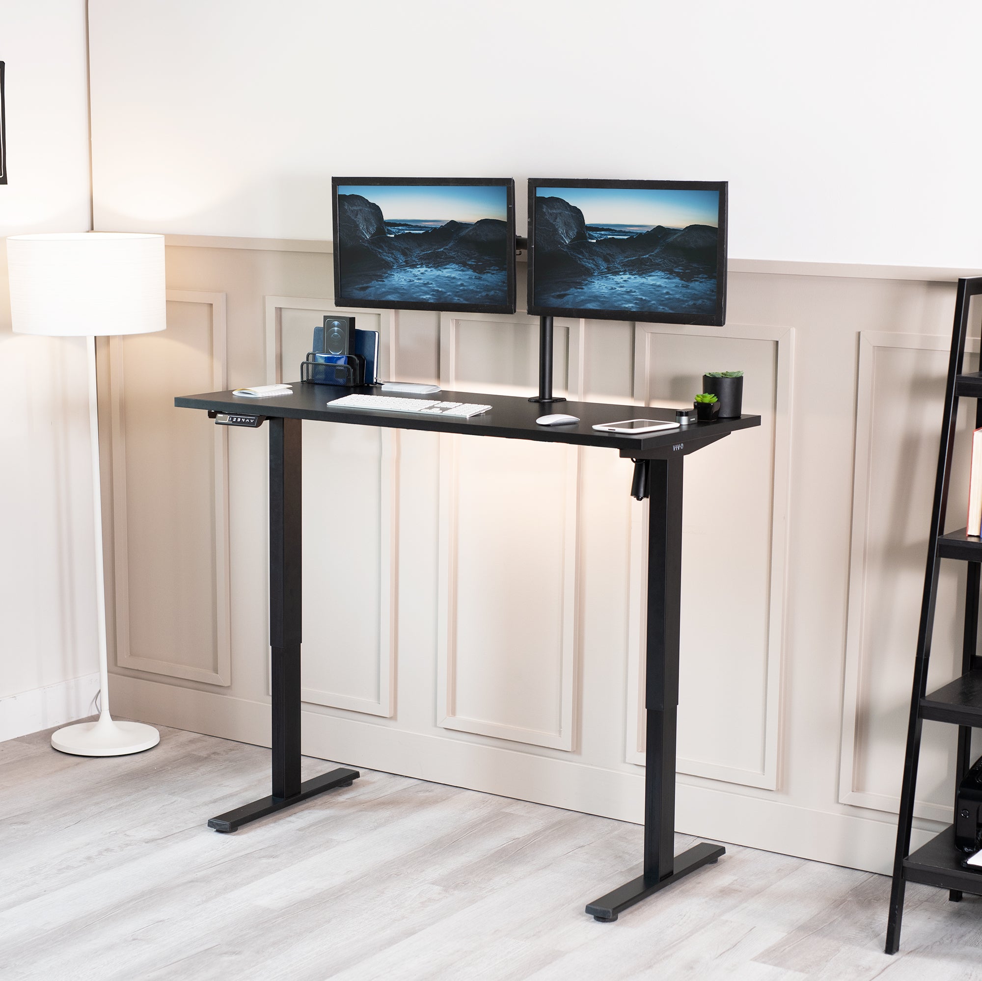 55 x 24 inch Universal Solid One-Piece Square Corner Table Top for Standard and Sit to Stand Height Adjustable Home and Office Desk Frames