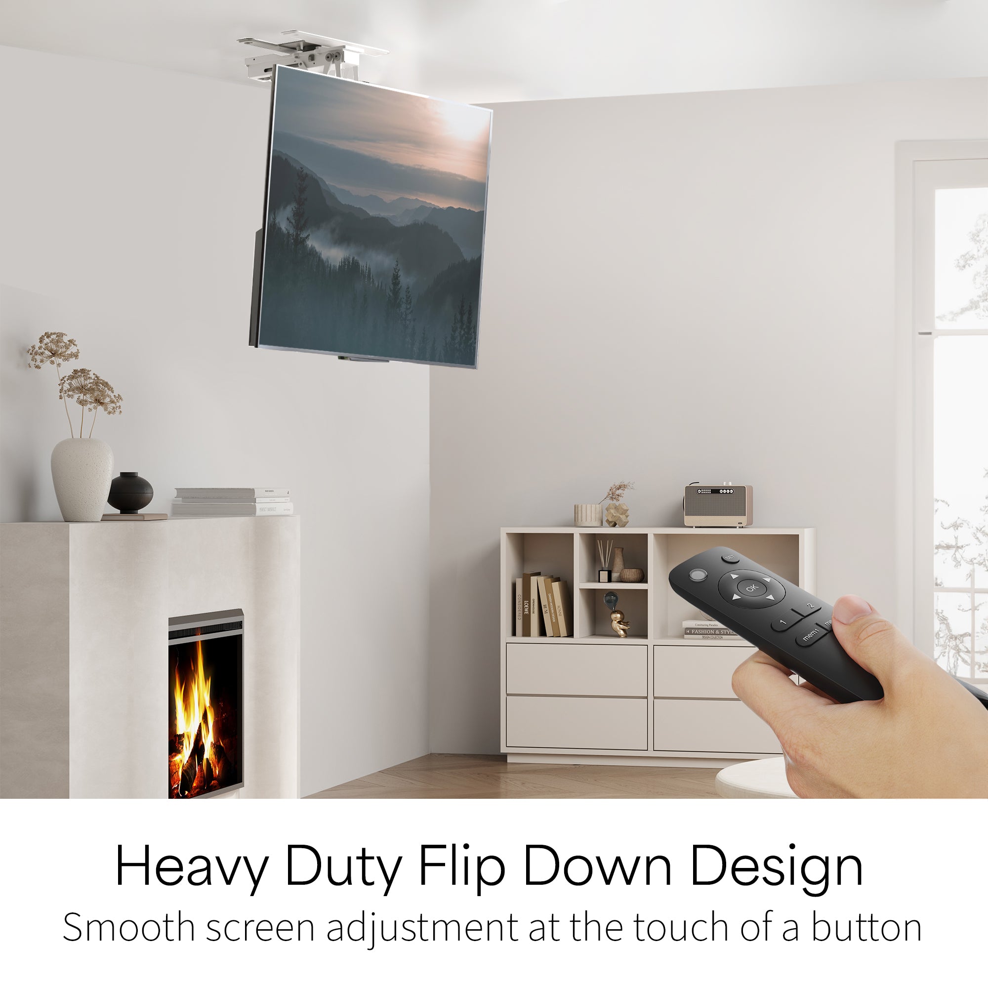 Electric Flip Down Swiveling Ceiling TV Mount for 32 to 70 inch Screens