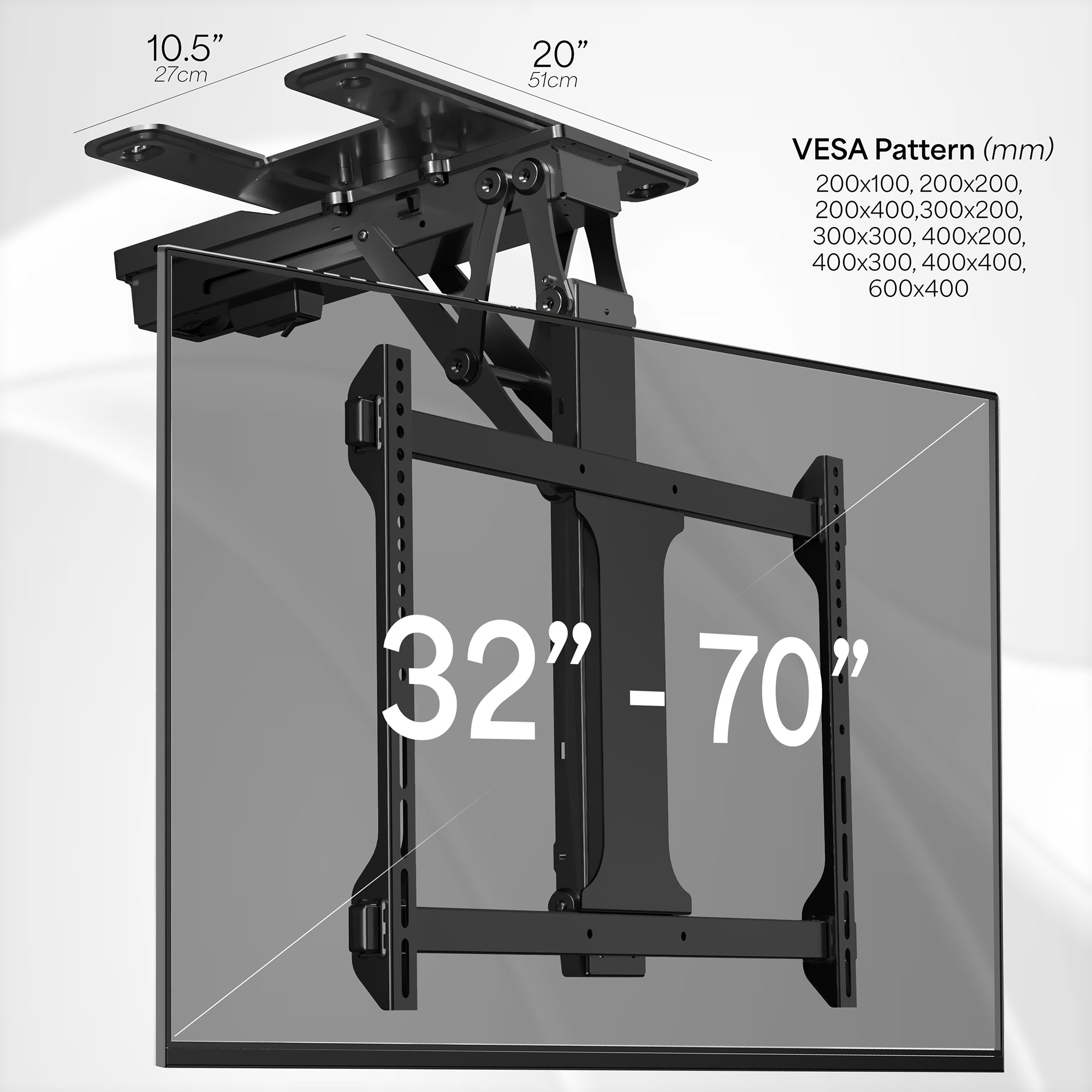 Electric Flip Down Swiveling Ceiling TV Mount for 32 to 70 inch Screens