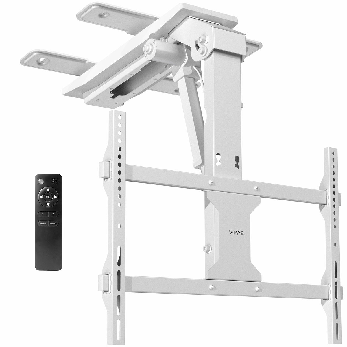 Electric Flip Down Ceiling TV Mount - 37" to 70" Screens on a white background