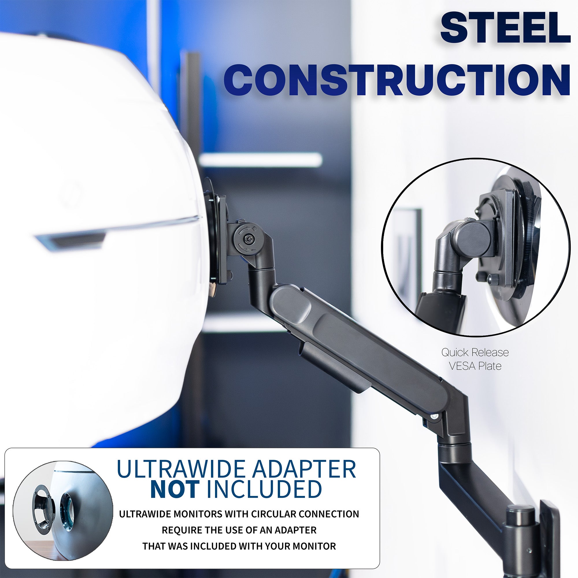 Single Ultrawide Monitor Wall Mount - Up to 57" Screens
