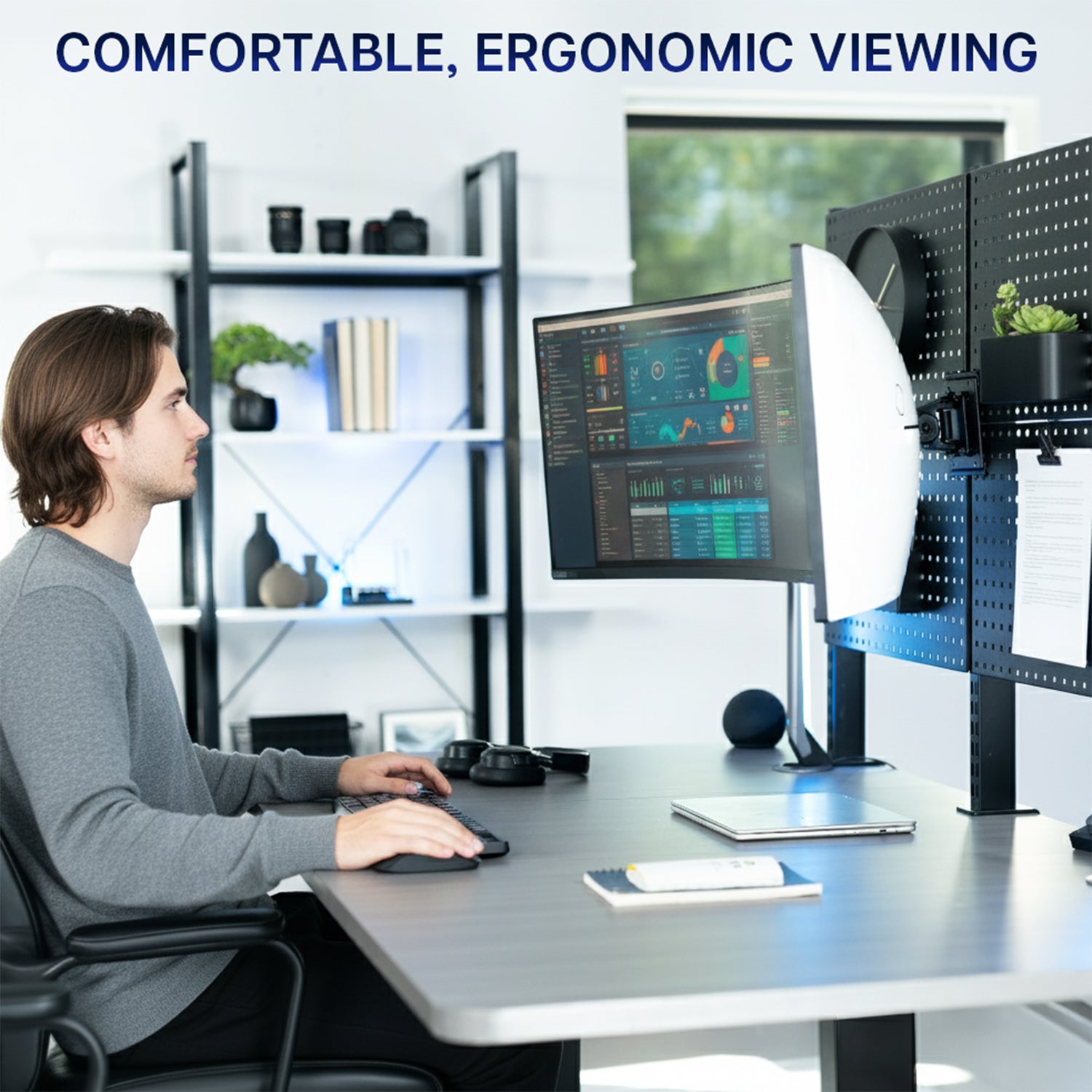 Single Ultrawide Monitor Pegboard Panel Mount - Up to 49" Screens