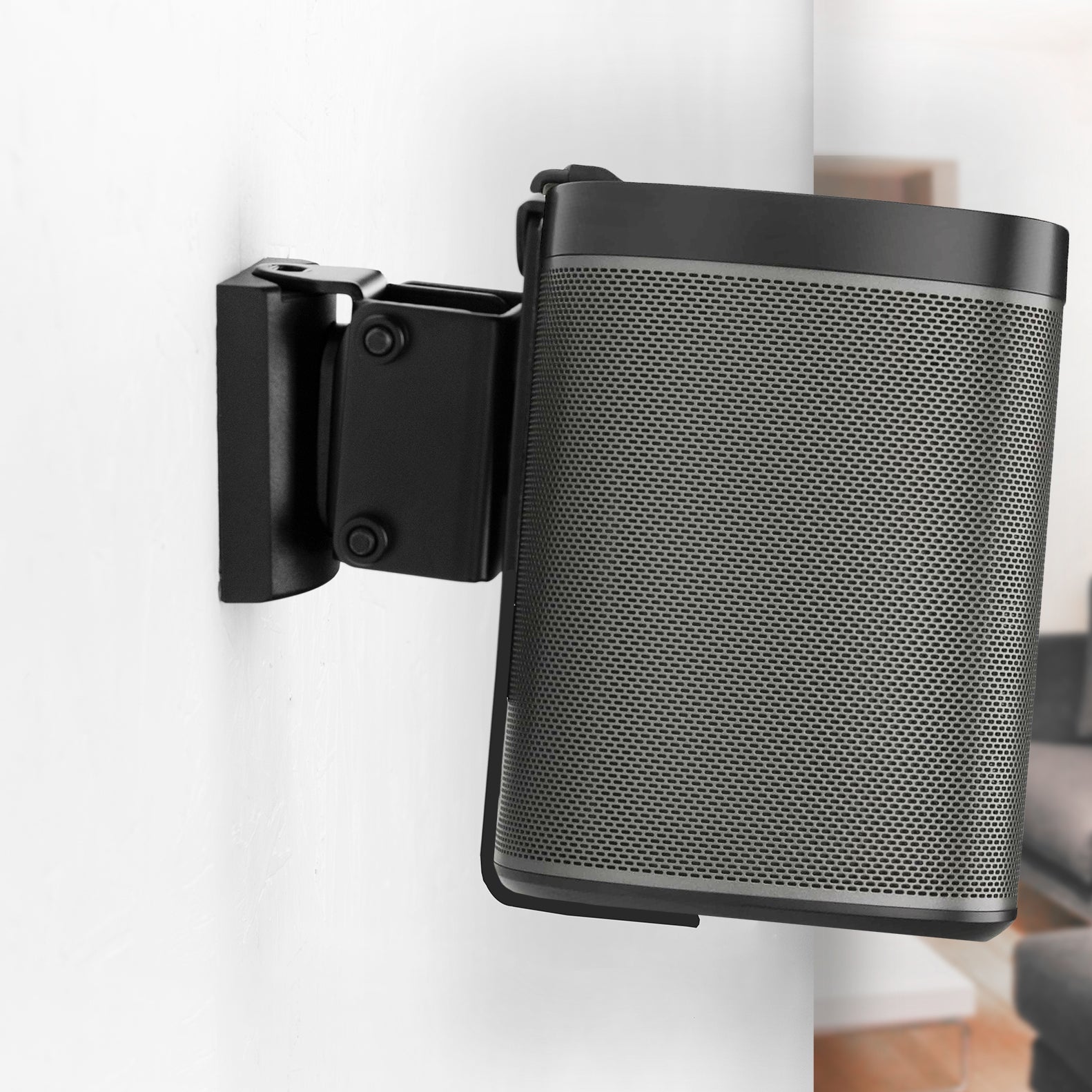 Wall mount with swivel, rotation, and flexibility.