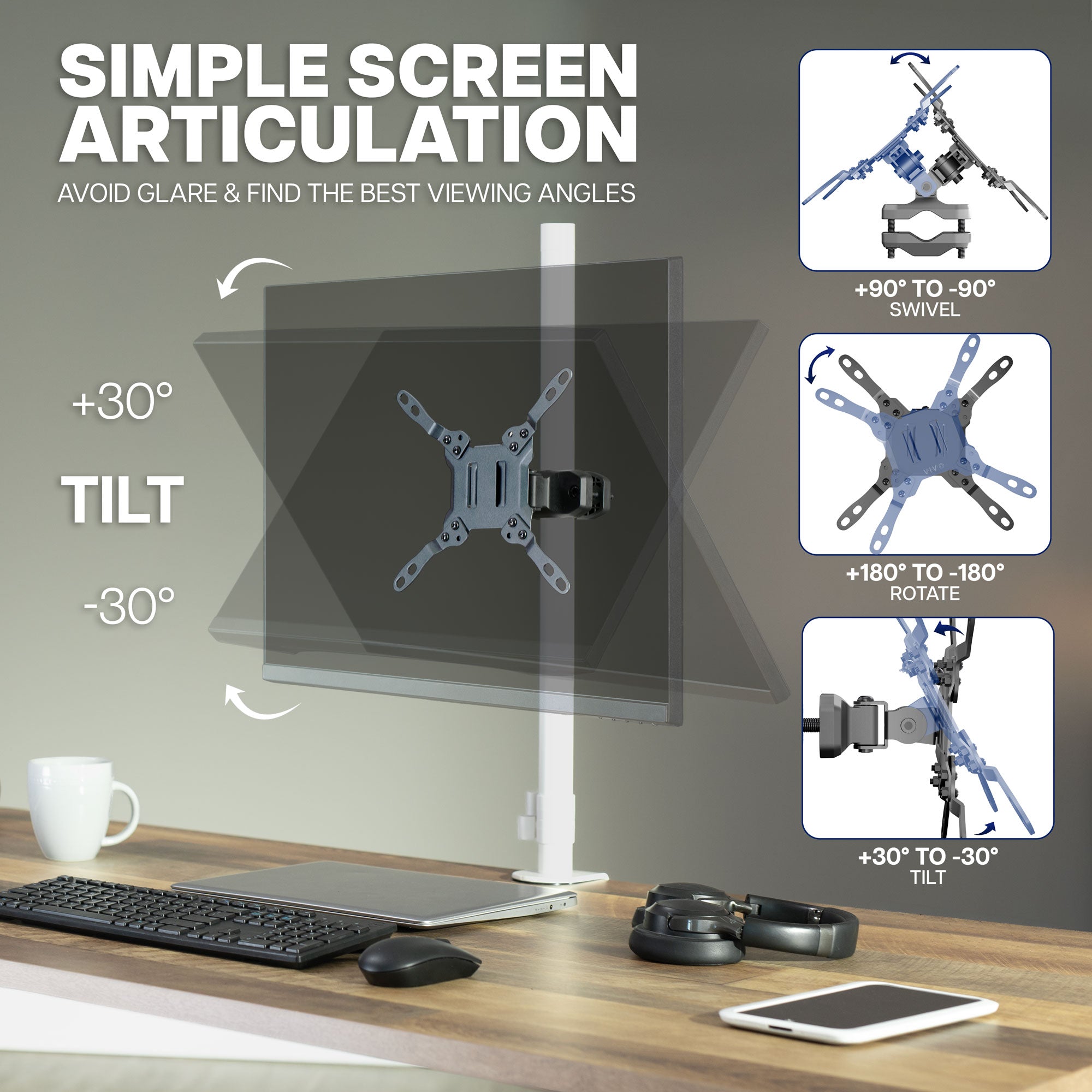 VESA Bracket Pole Mount - 23" to 43" Screens