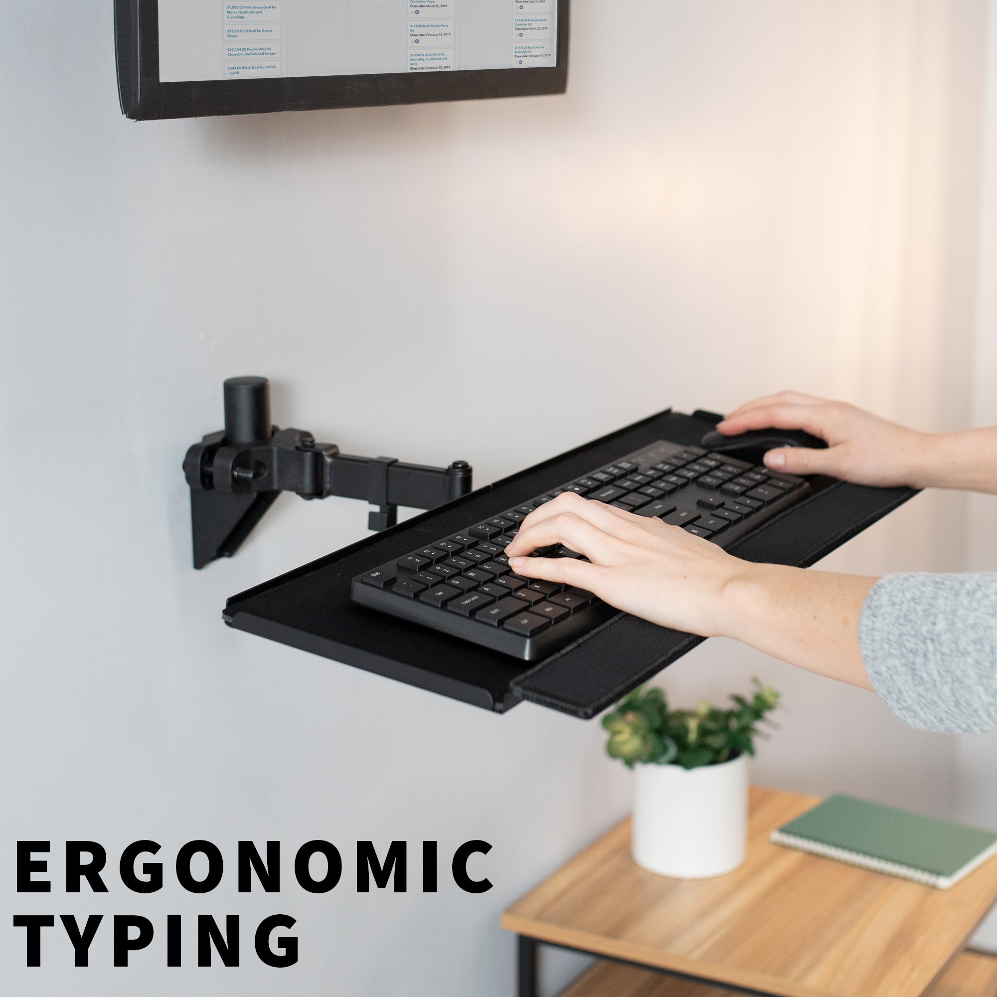Ergonomic typing made easy with adjustable tray.