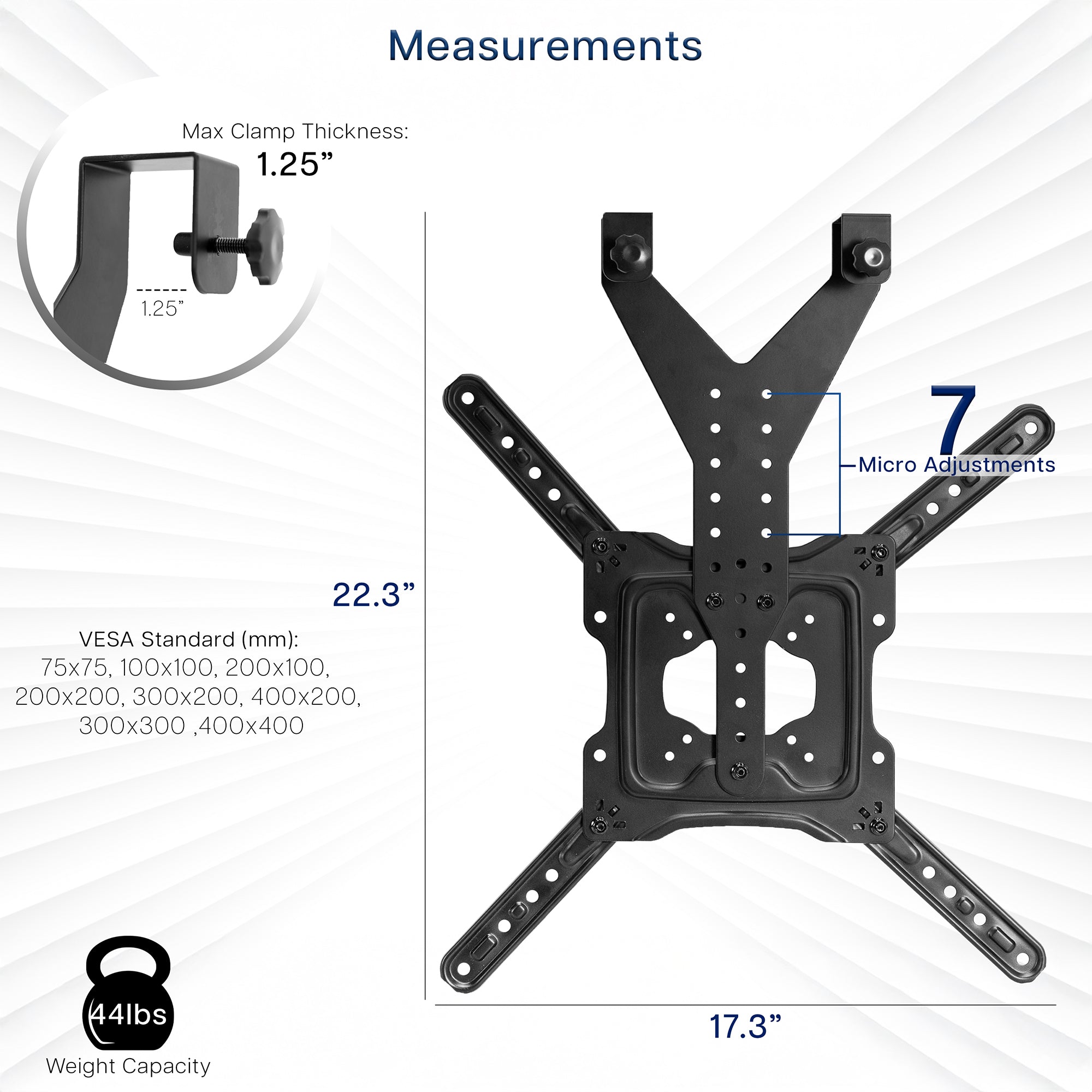 Measurements of Height Adjustable Loft Bed TV Mount