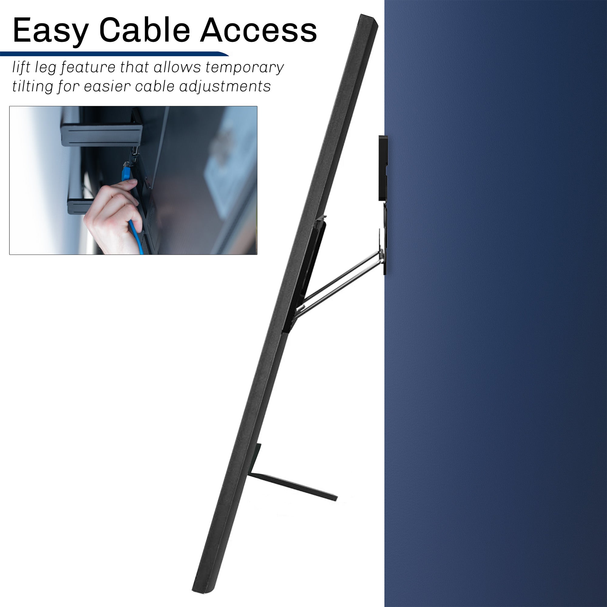 Micro gap ultra low profile slim TV wall mount with adjustable VESA brackets, easy cable access, protective padding, and a simple installation process.