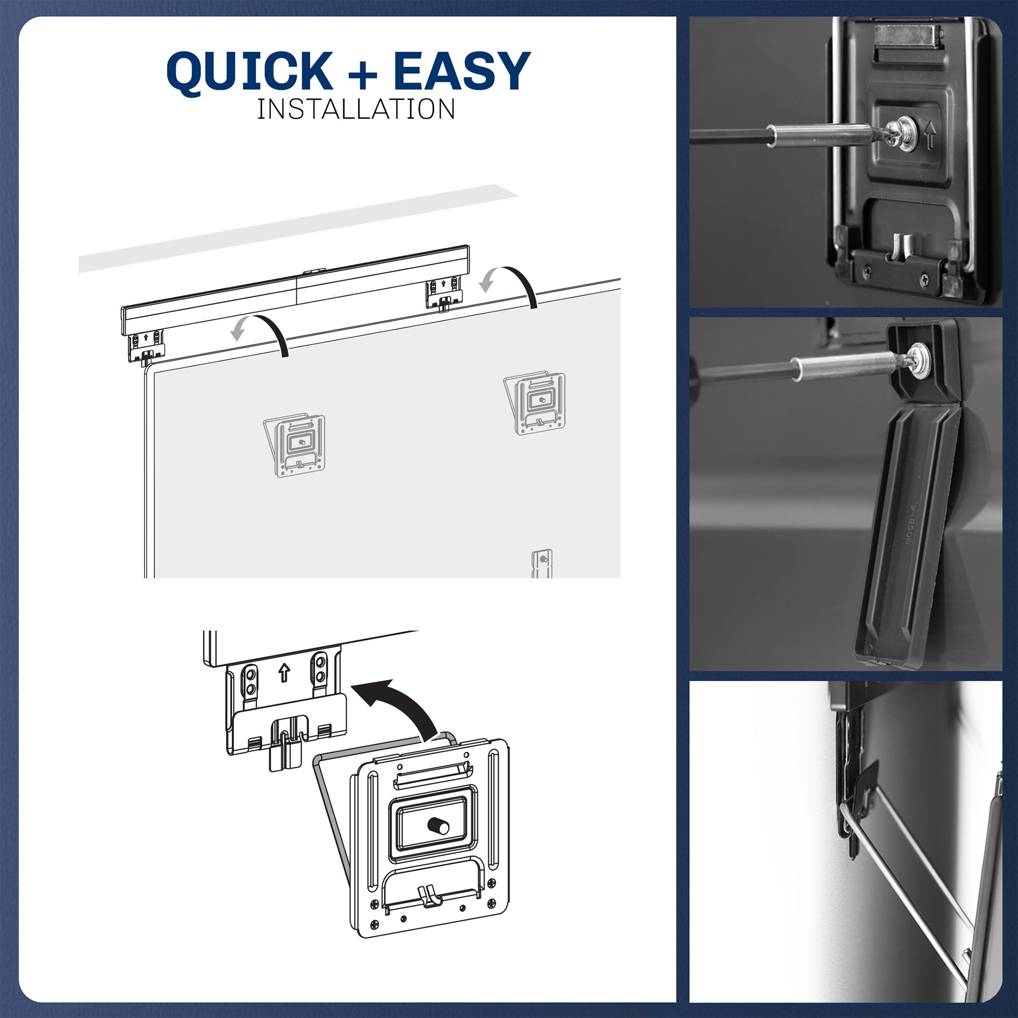 Micro gap ultra low profile slim TV wall mount with adjustable VESA brackets, easy cable access, protective padding, and a simple installation process.