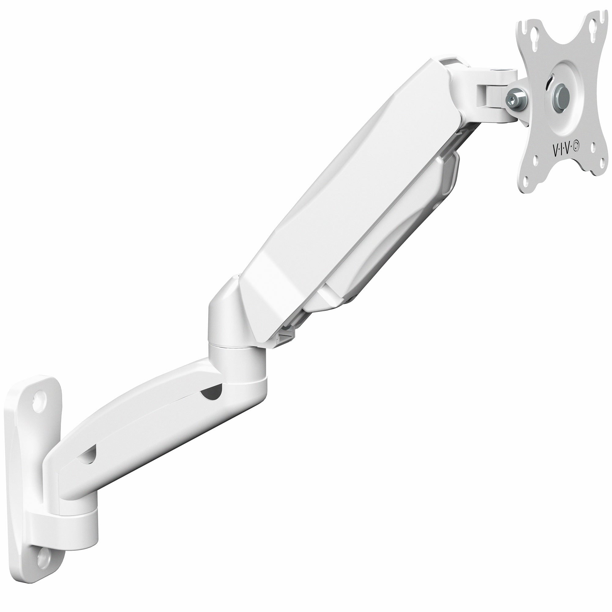 Sturdy adjustable mechanical arm single monitor ergonomic wall mount for office workstation.