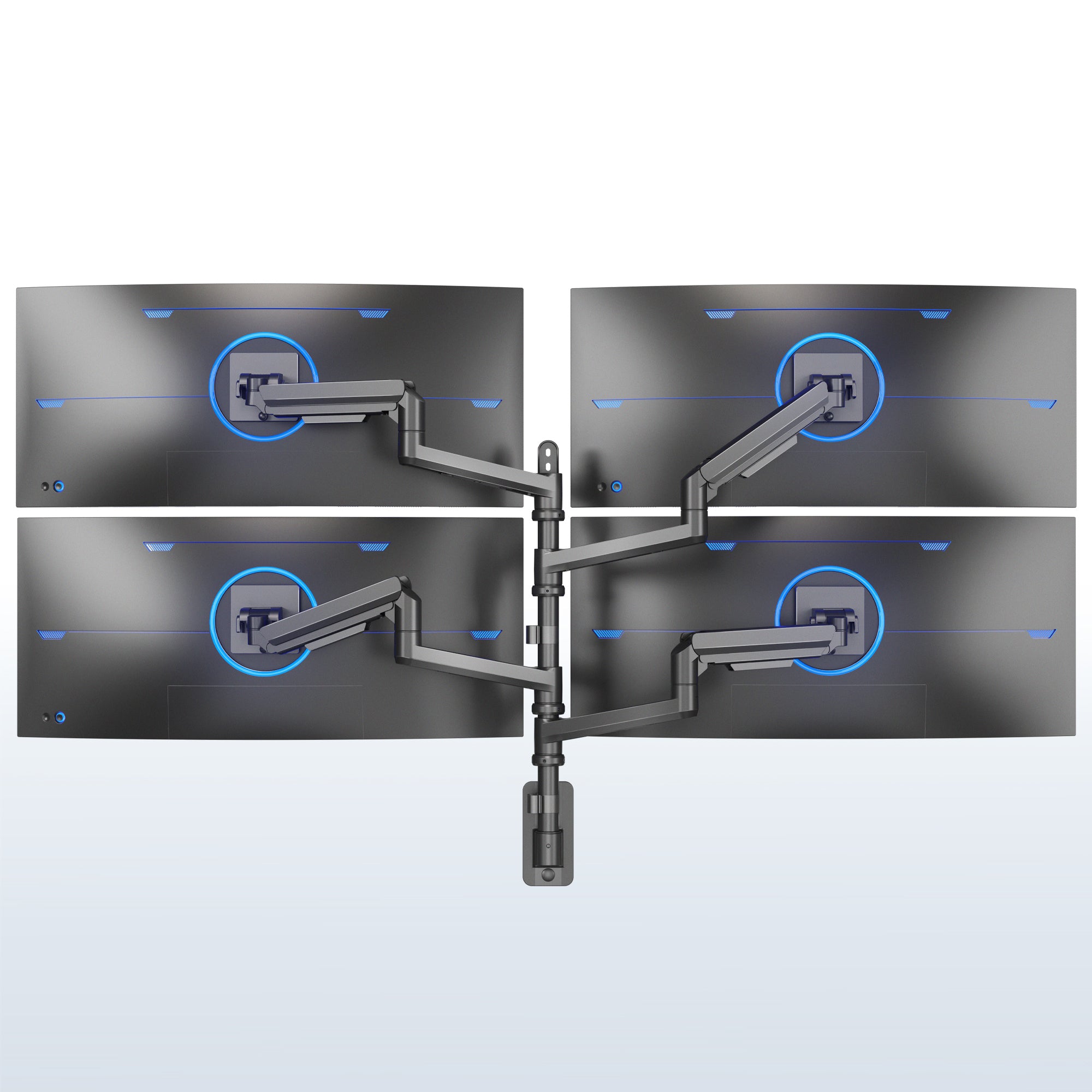 Pneumatic Arm Quad Ultrawide Monitor Wall Mount - Up to 49" Screens
