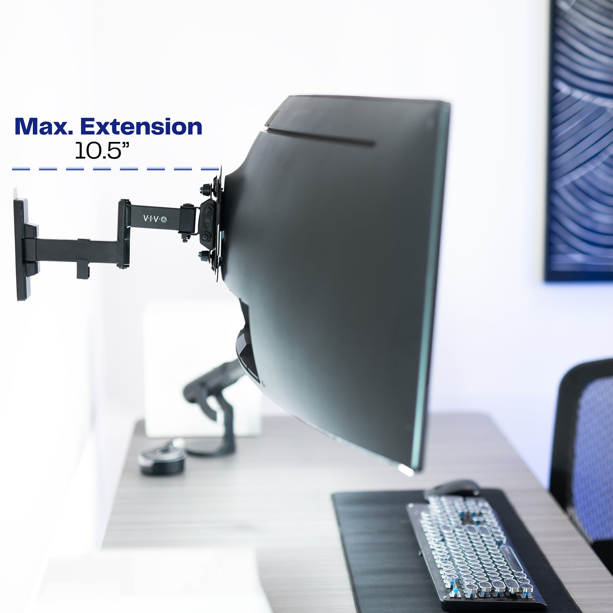 Full Motion Ultrawide Monitor Wall Mount for Screens up to 49" with a 10.5" max extension