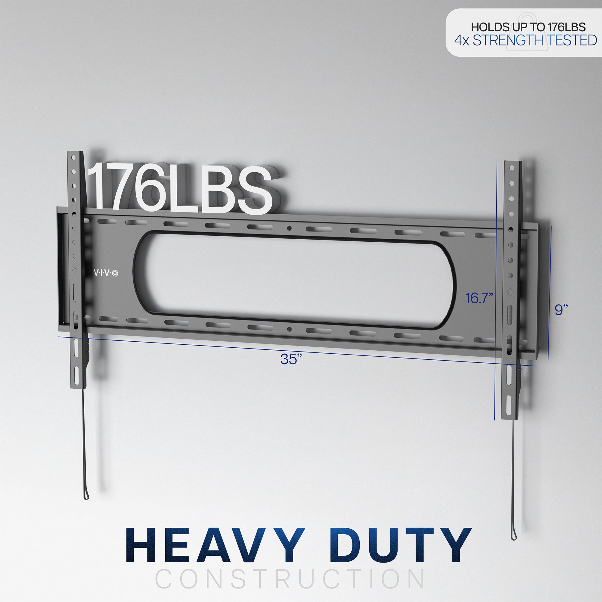 Heavy duty TV mount holding up to 176lbs.