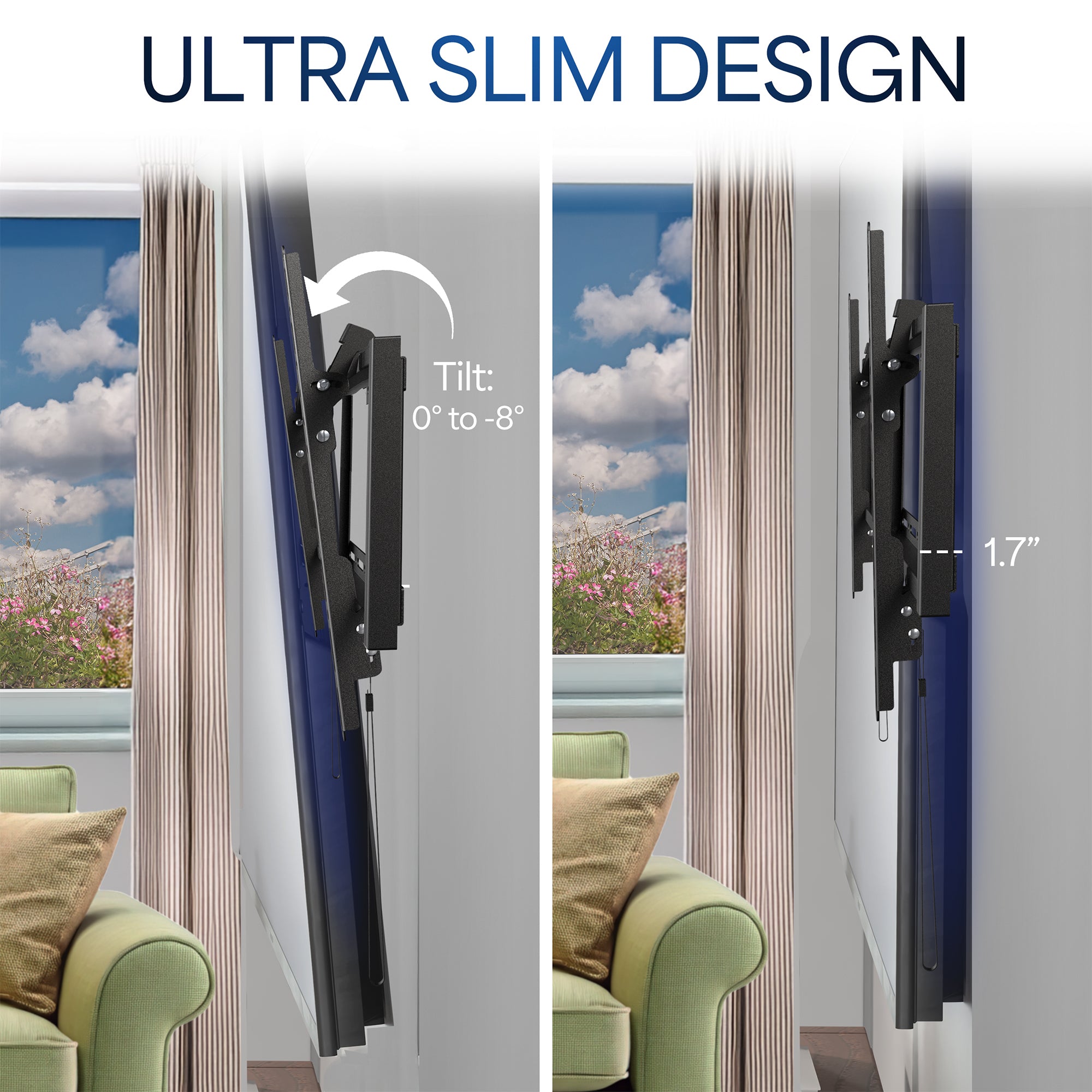 Ultra slim design for tv wall mount