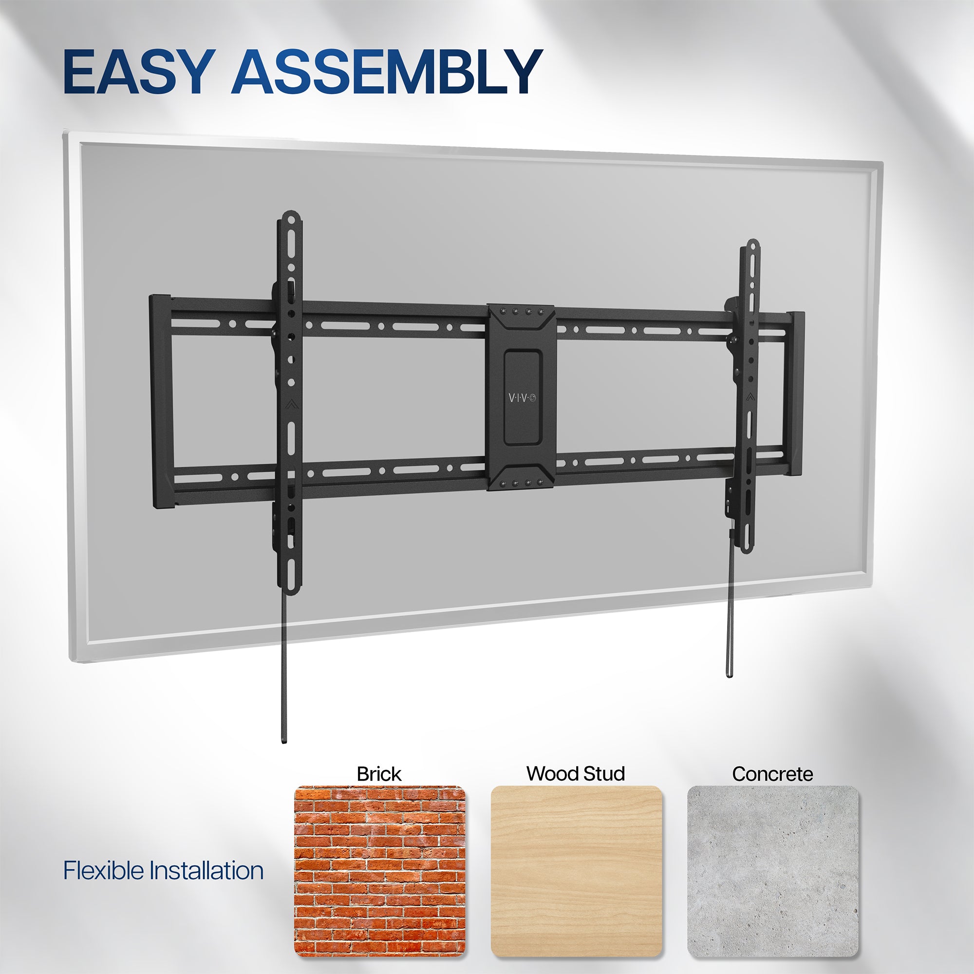 Sturdy adjustable TV wall mount is easy assembly and flexible installation