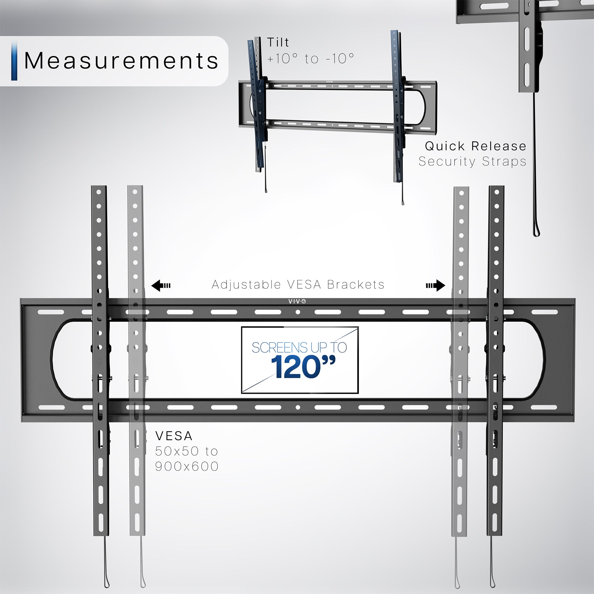 A black heavy duty tilting TV wall mount designed for extra large screens.