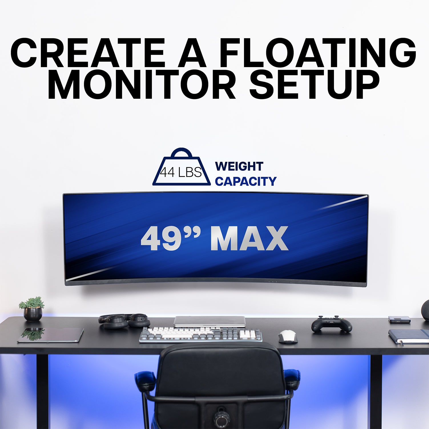 Low Profile Ultrawide Monitor Wall Mount - Up to 49" Screens