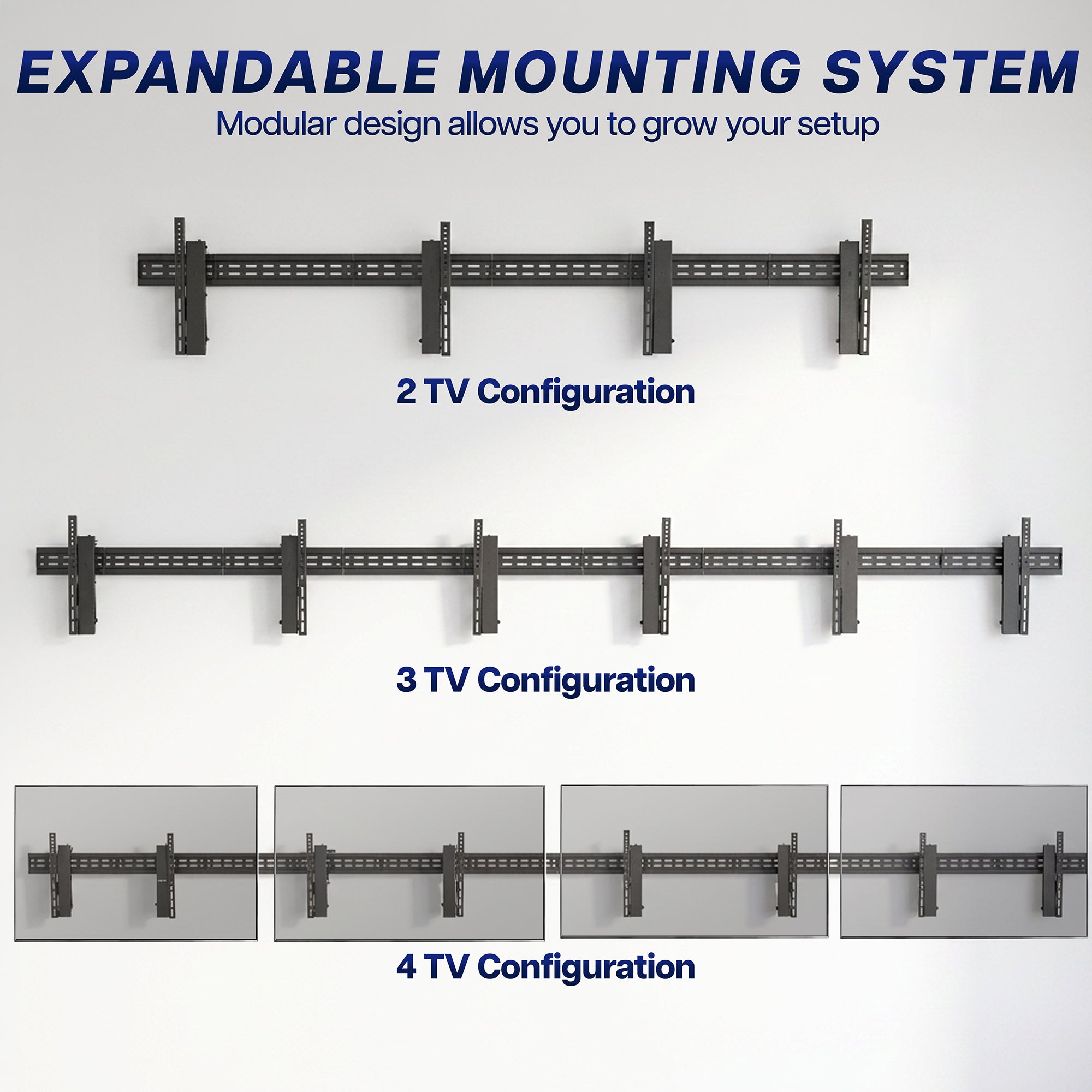 Pop-Out TV Tilting 1x4 Video Wall Mounts - 37” to 65” Screens