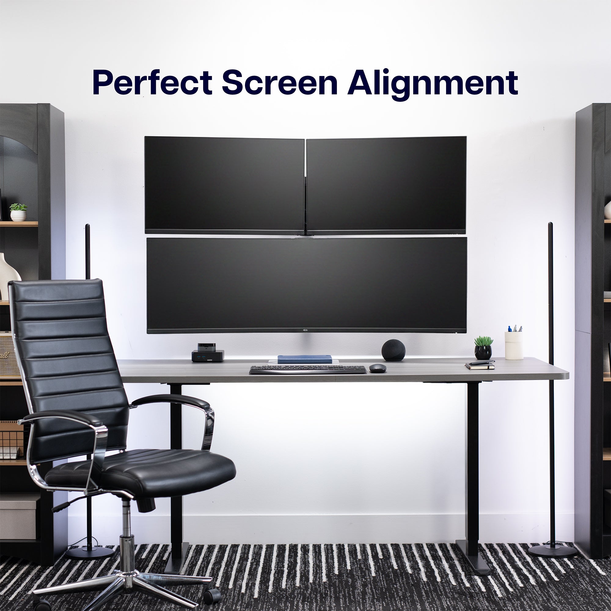 Telescoping Dual Monitor Wall Mount + Single Ultrawide Monitor Wall Mount - 21” to 49” Screens