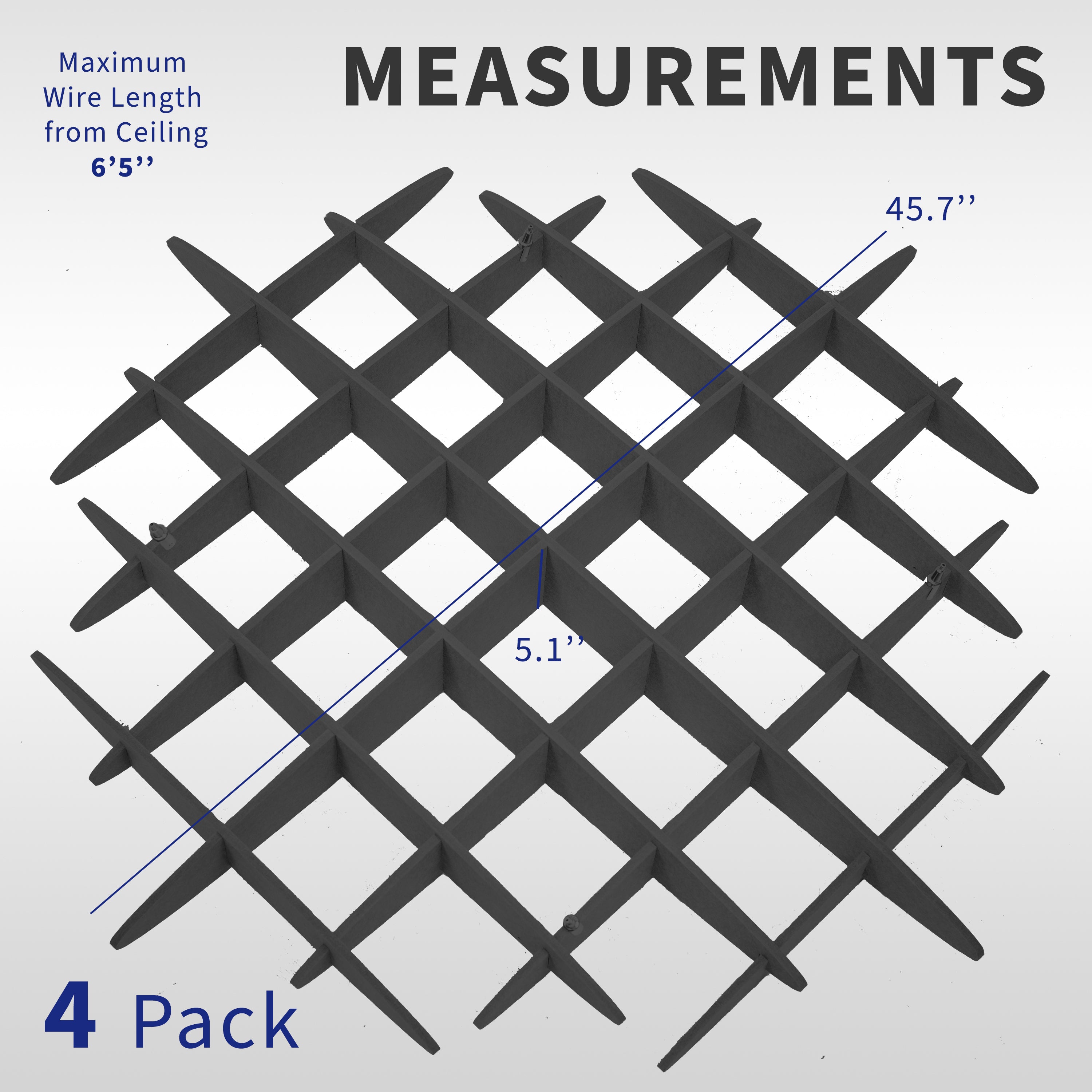 4-Pack Acoustic Ceiling Waffle Panels