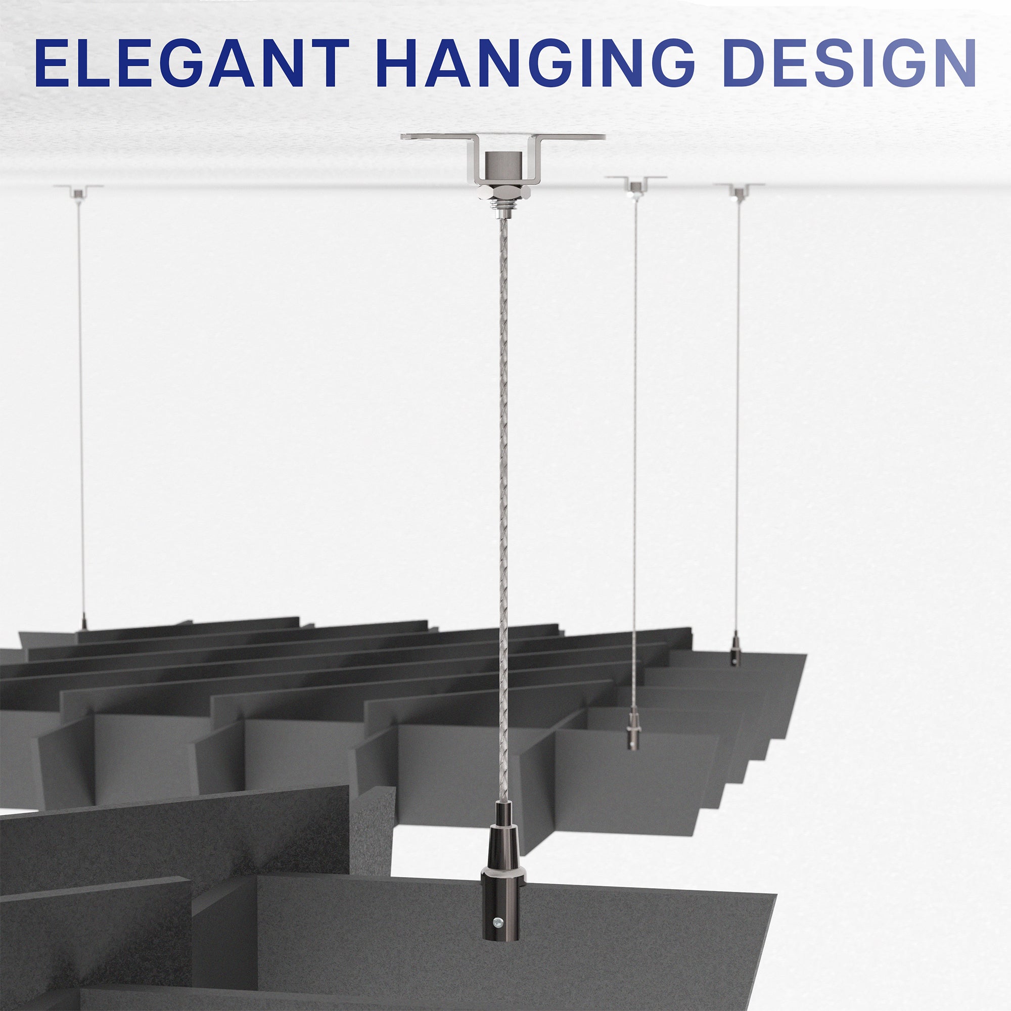 A black acoustic dual-layer ceiling waffle panel with a geometric pattern, mounted on a ceiling.