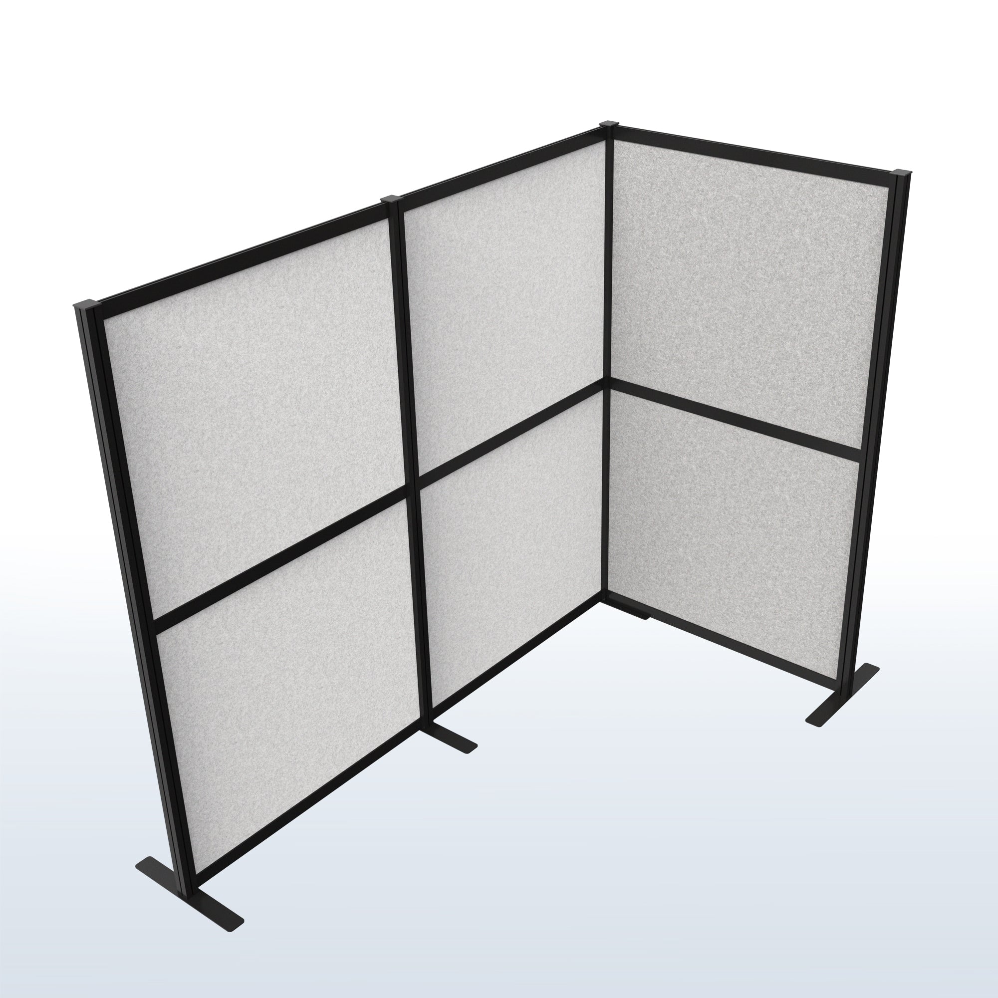 L-Shape Modular Corner Wall System, 3 Panels, Modern Professional Office Cubicle Dividers, Freestanding Privacy Screen