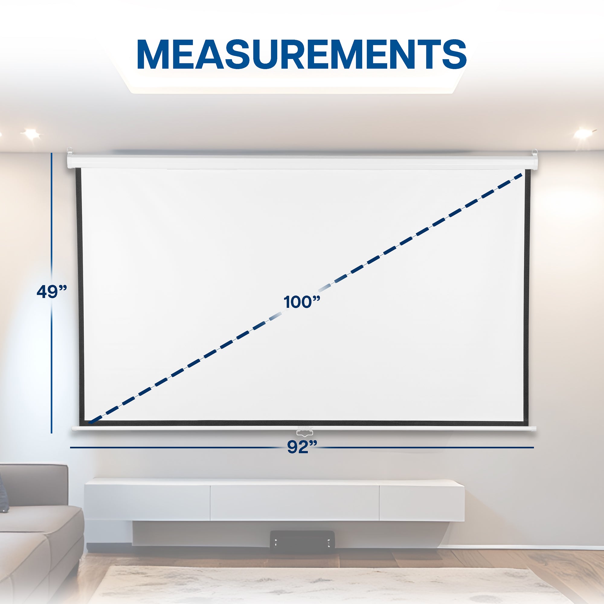 100" Manual Projector Screen 16:9