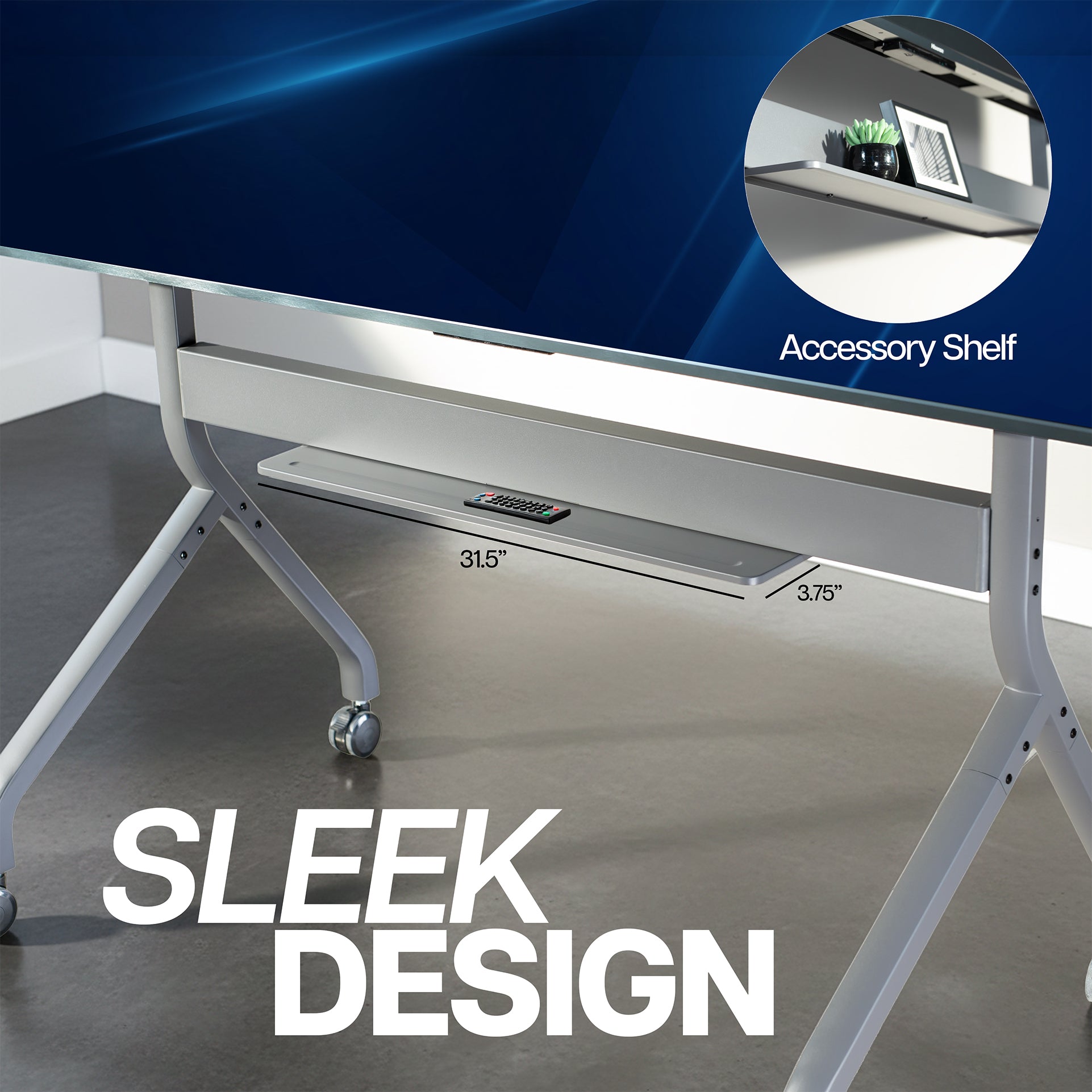 Slim Manual Height Adjustable TV Cart - 60” to 110” Screens