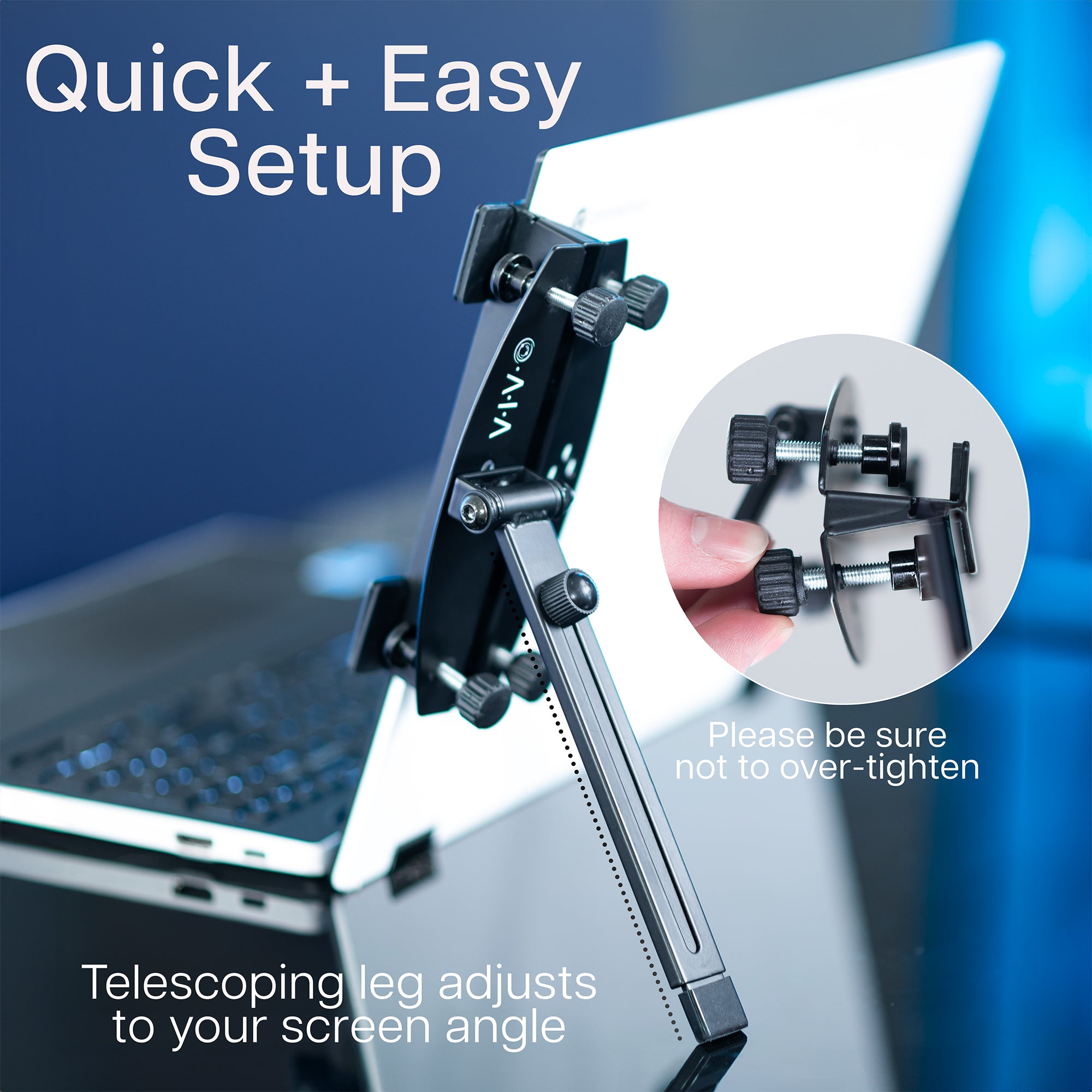 A black portable monitor laptop extension holder.