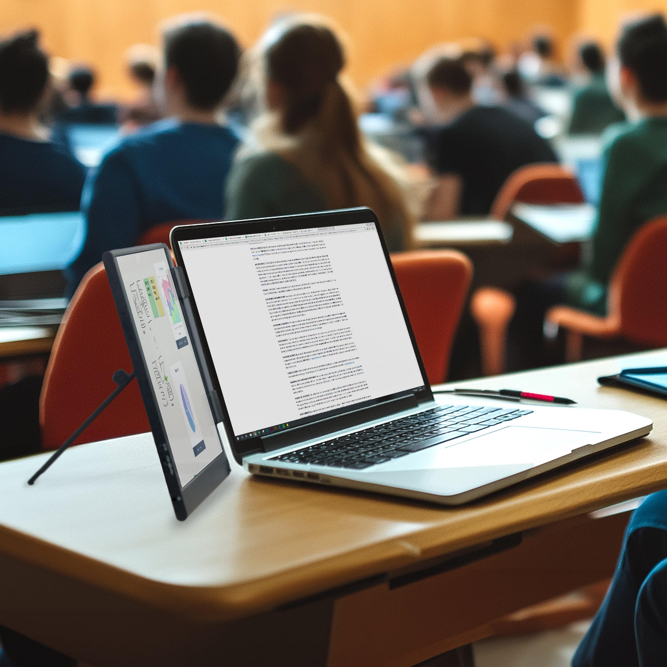 A black portable monitor laptop extension holder with a foldable design.