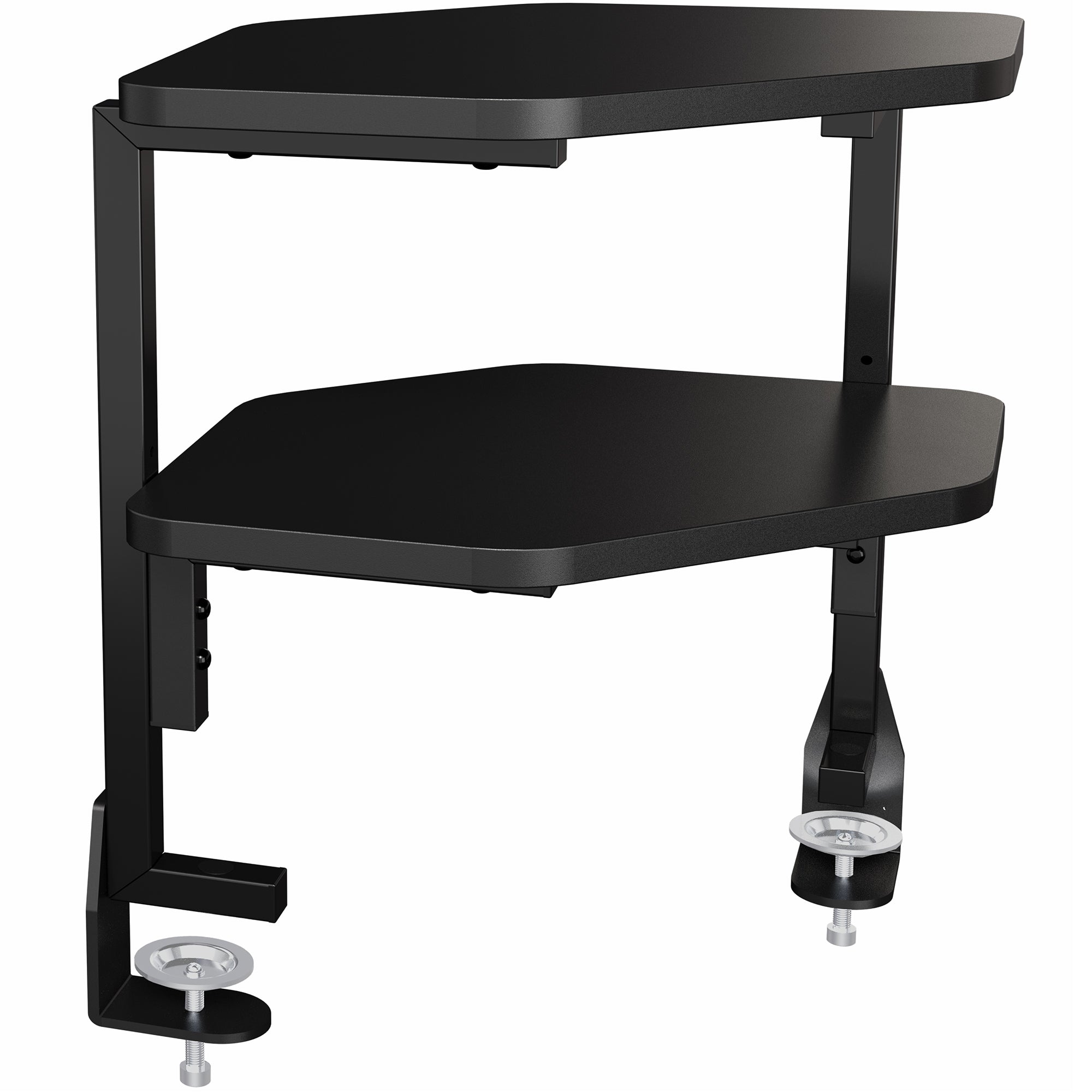Above/Below Corner Clamp-on Dual Shelf