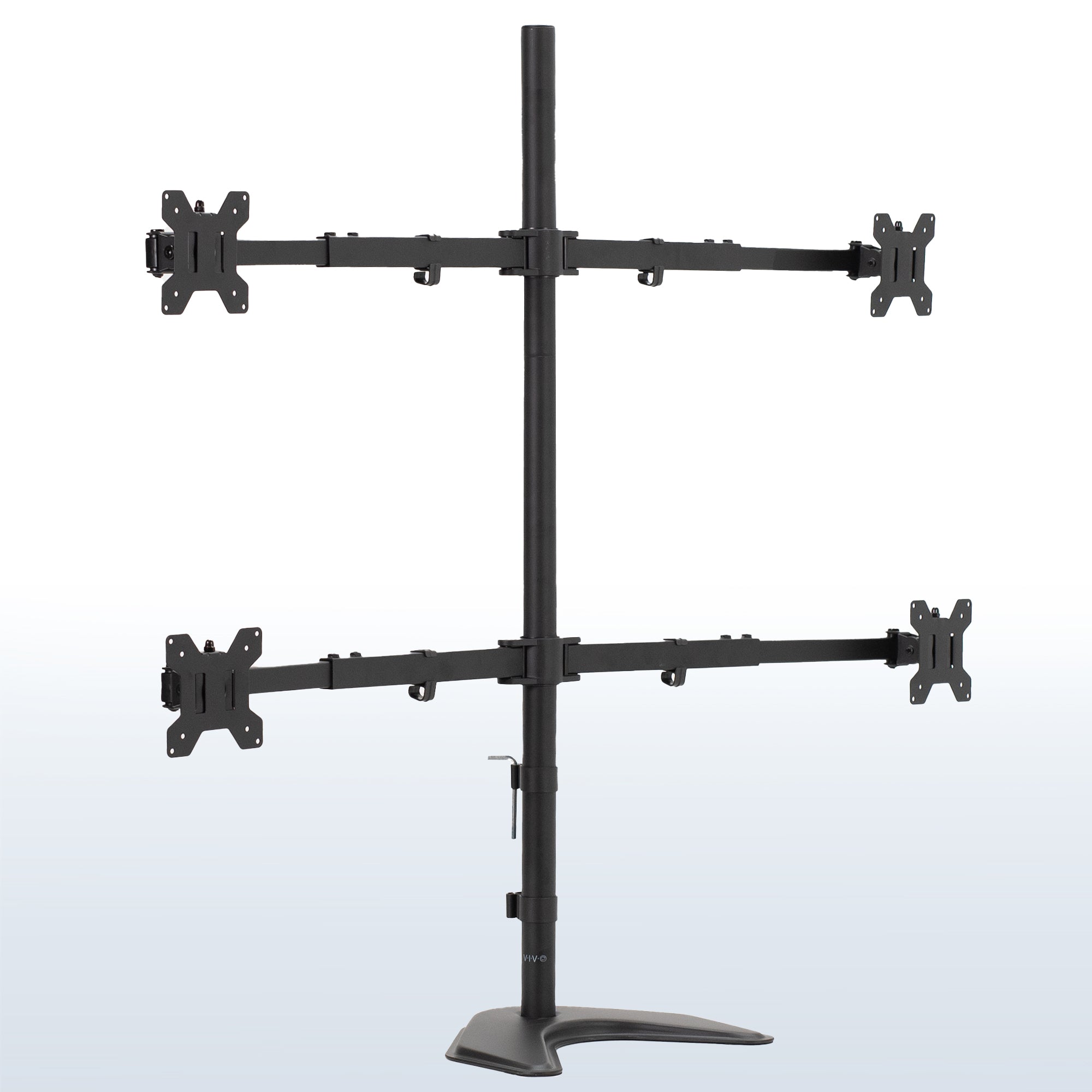 Telescoping Quad Monitor Desk Stand for office, giving you a freestanding flush-with-wall screen display.