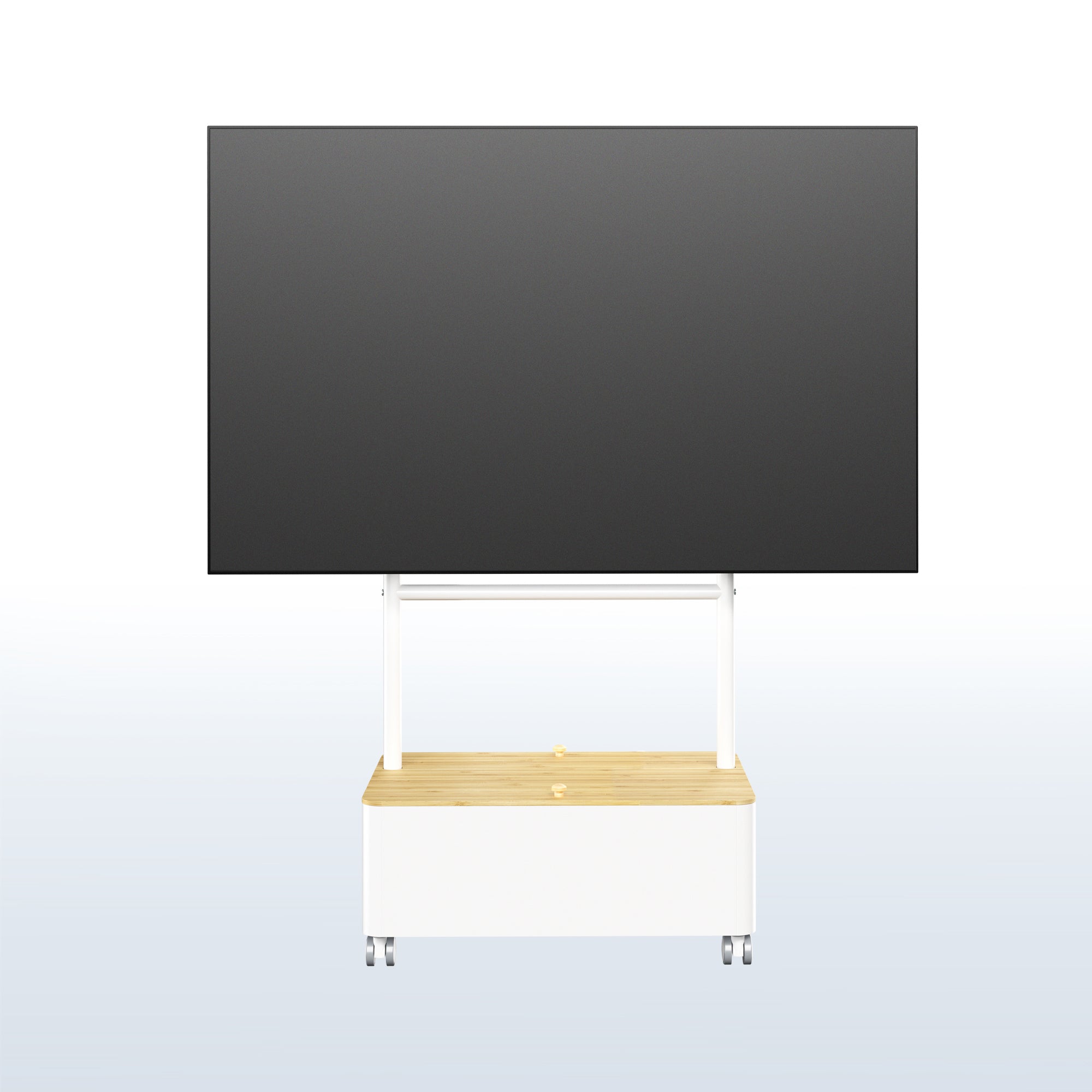 White / Bamboo Studio TV Cart w/ Storage Box - 43” to 65” Screens