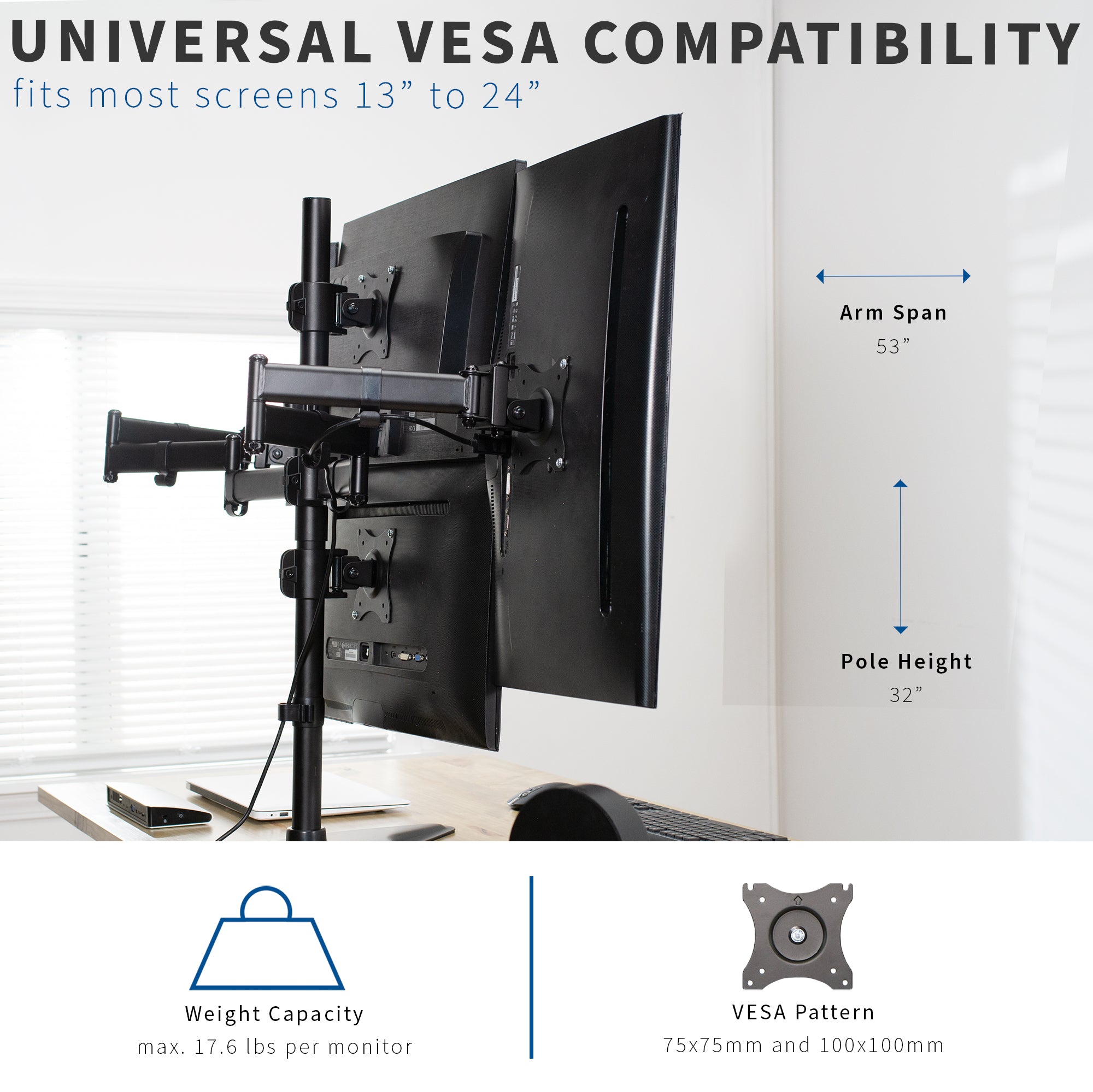 Quad Monitor Desk Stand
