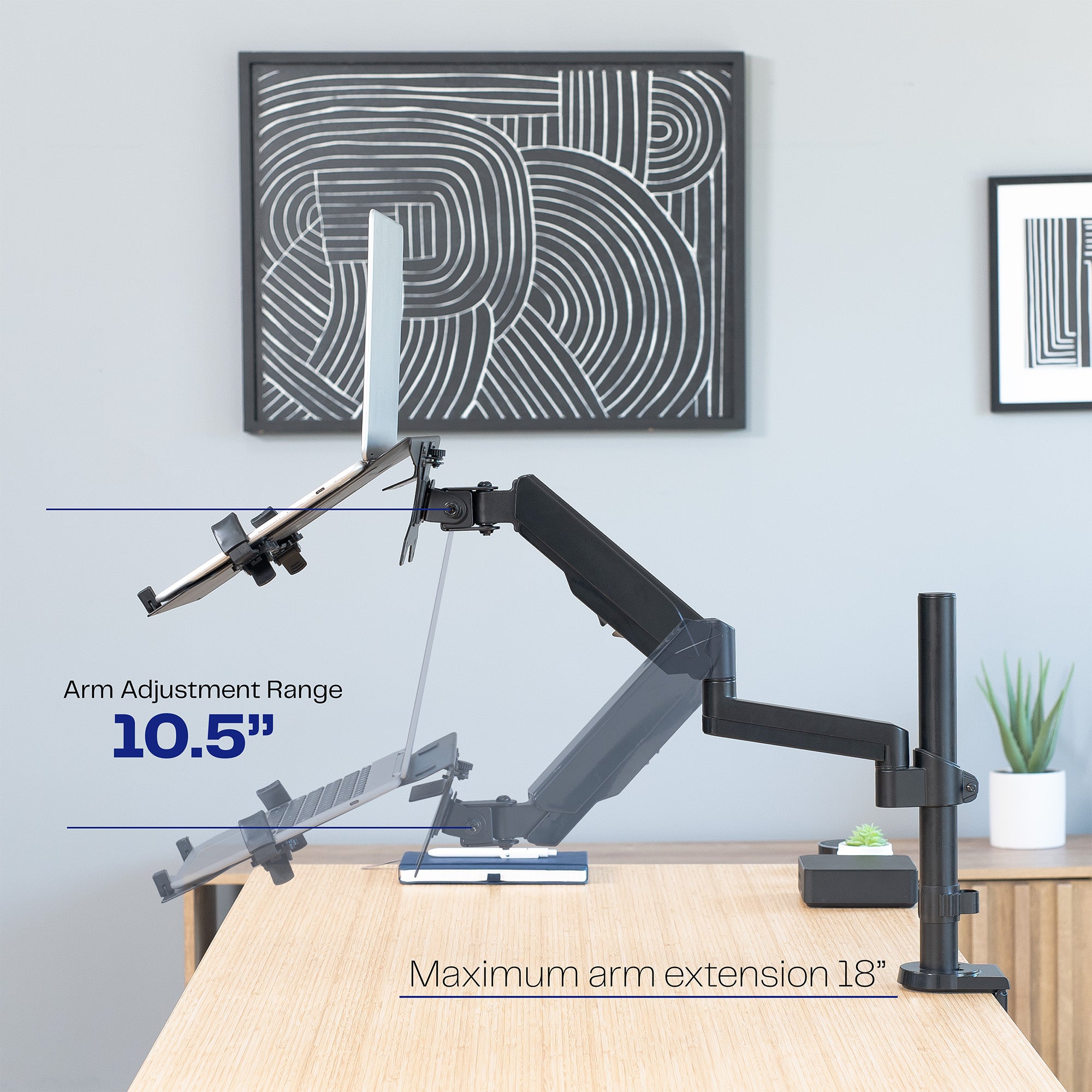 Pneumatic Arm Single Laptop Desk Mount Specifications