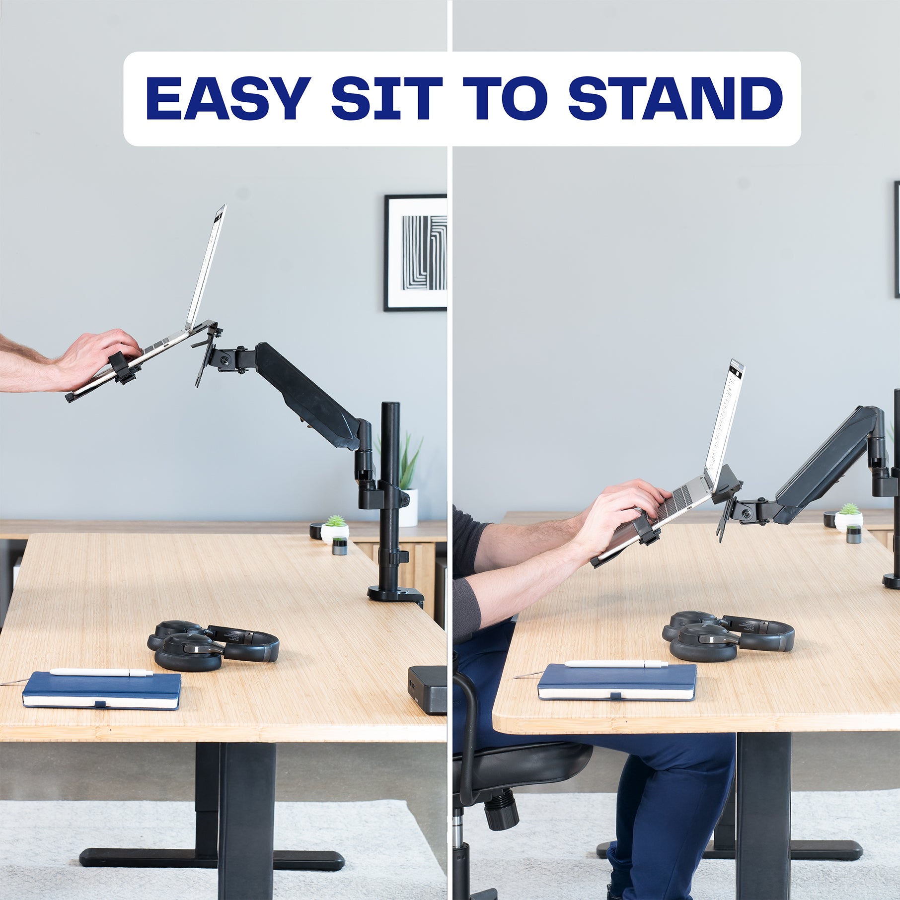 Height Adjustable, Sit to Stand Design