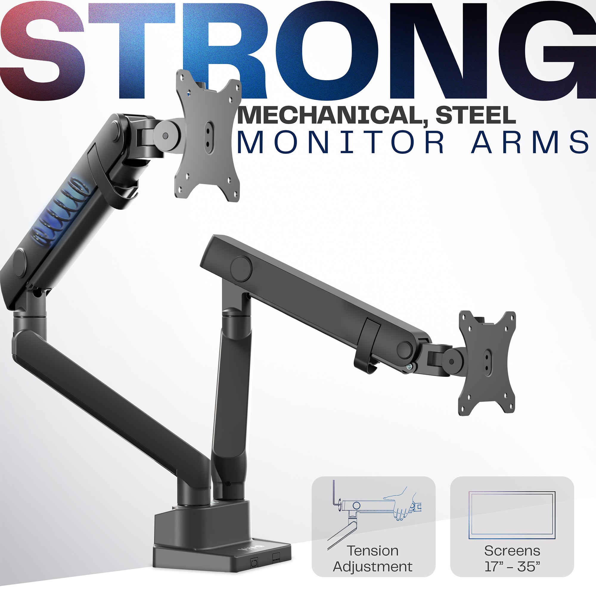 Pneumatic Arm Dual Monitor Desk Mount