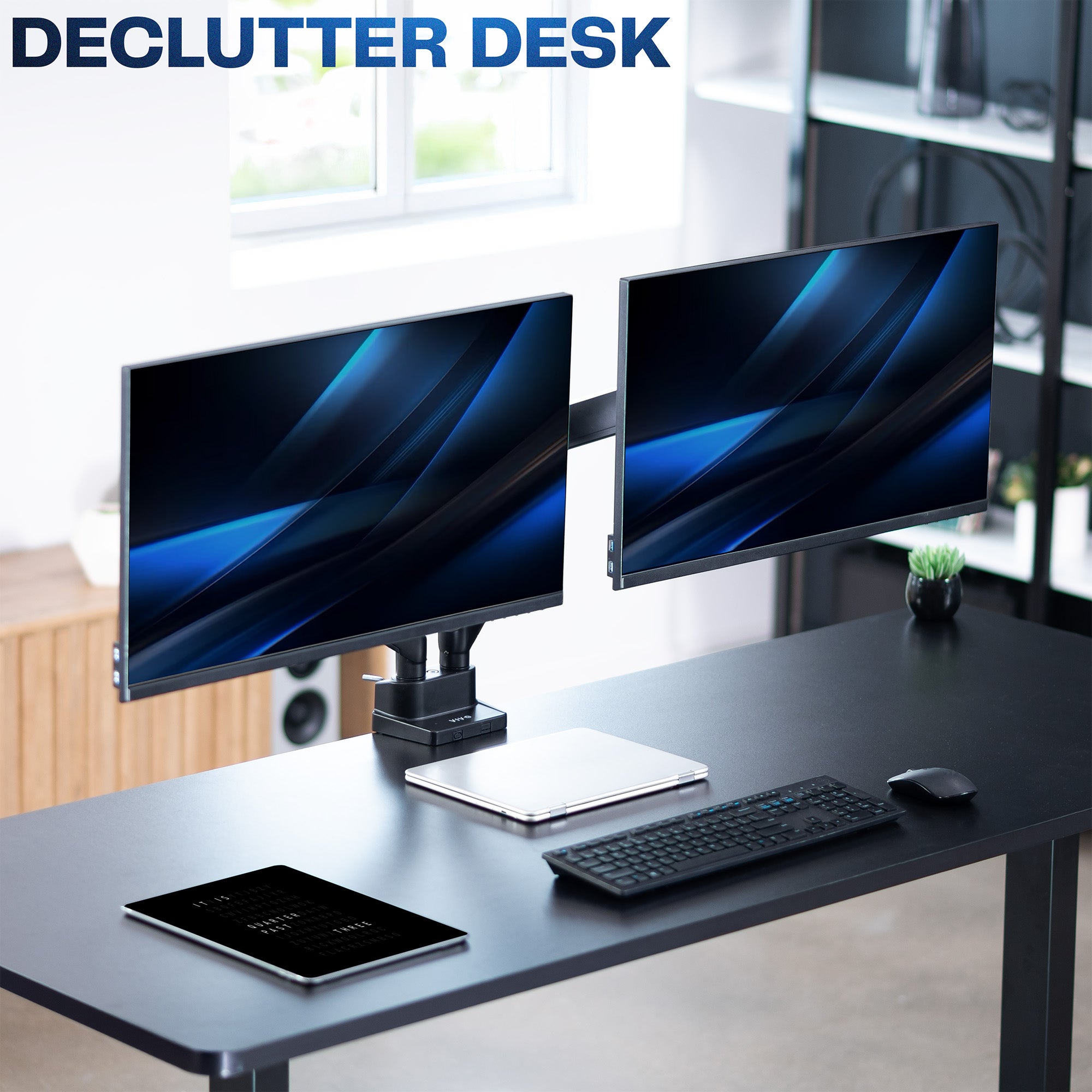Pneumatic Arm Dual Monitor Desk Mount