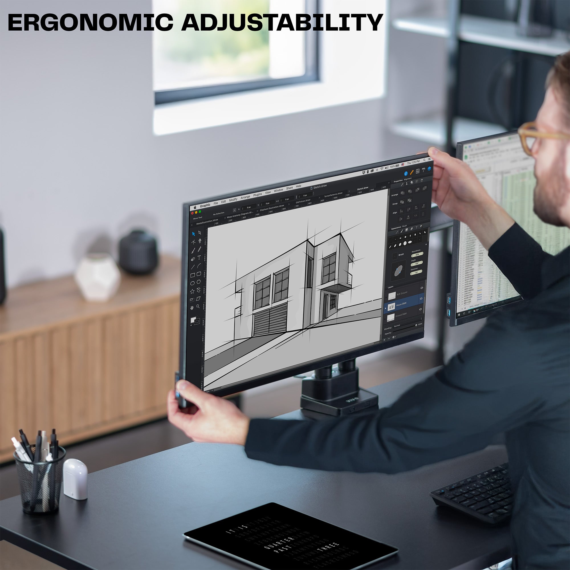Pneumatic Arm Dual Monitor Desk Mount