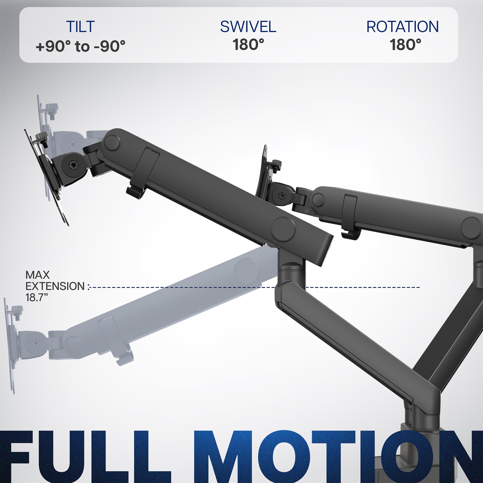 Pneumatic Arm Dual Monitor Desk Mount