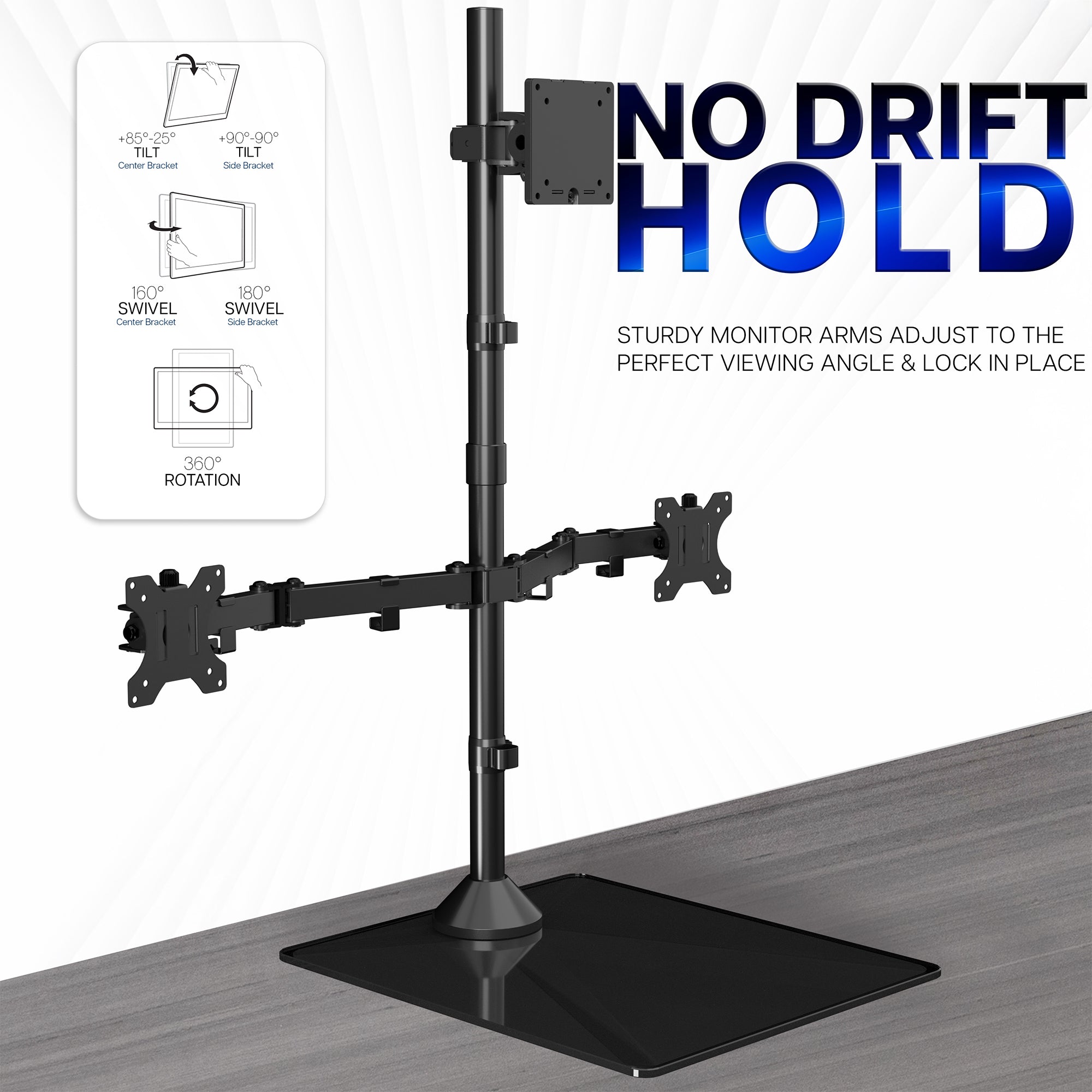 Triple Monitor Desk Stand (1 Ultrawide + 2 Standard) - Up to 49" Screens